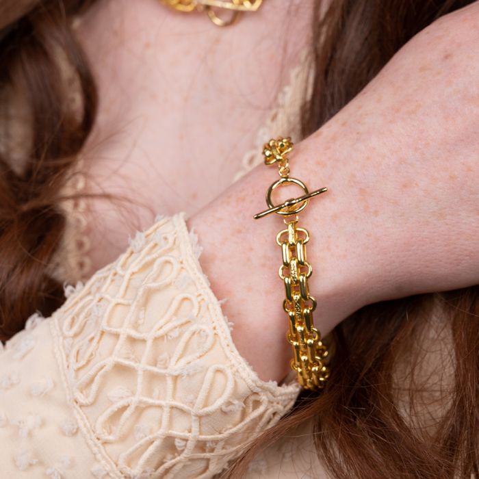 ASHIANA London | Saffron Vintage Gold T Bar Chain Bracelet
