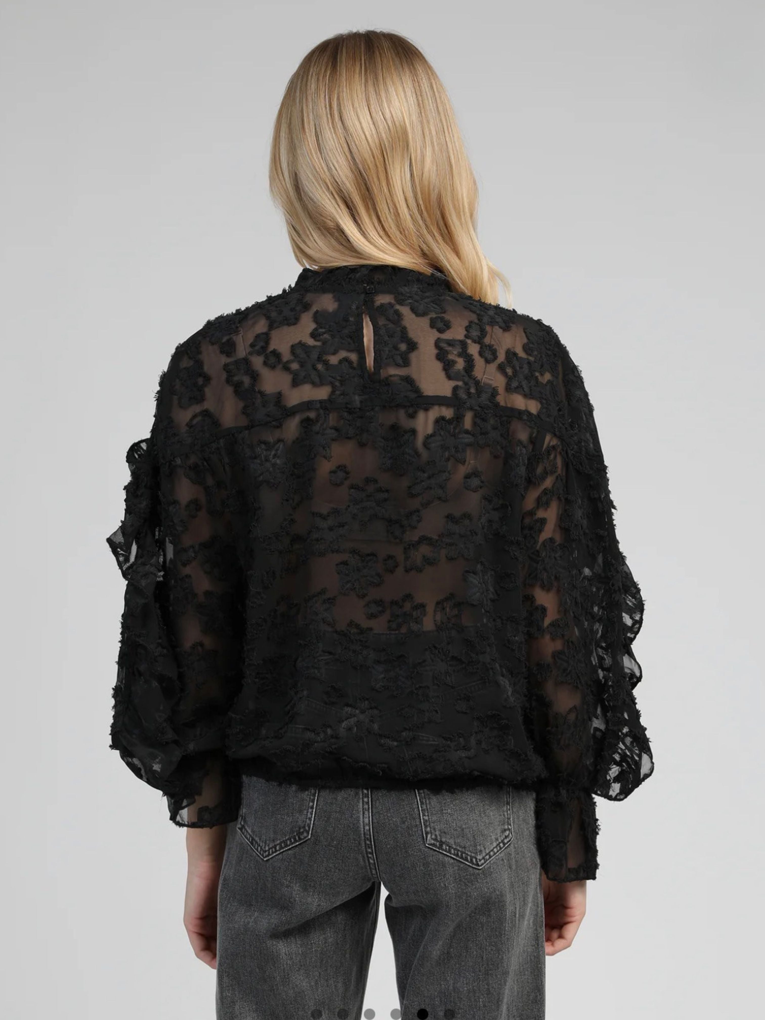 Black Ruffle Blouse