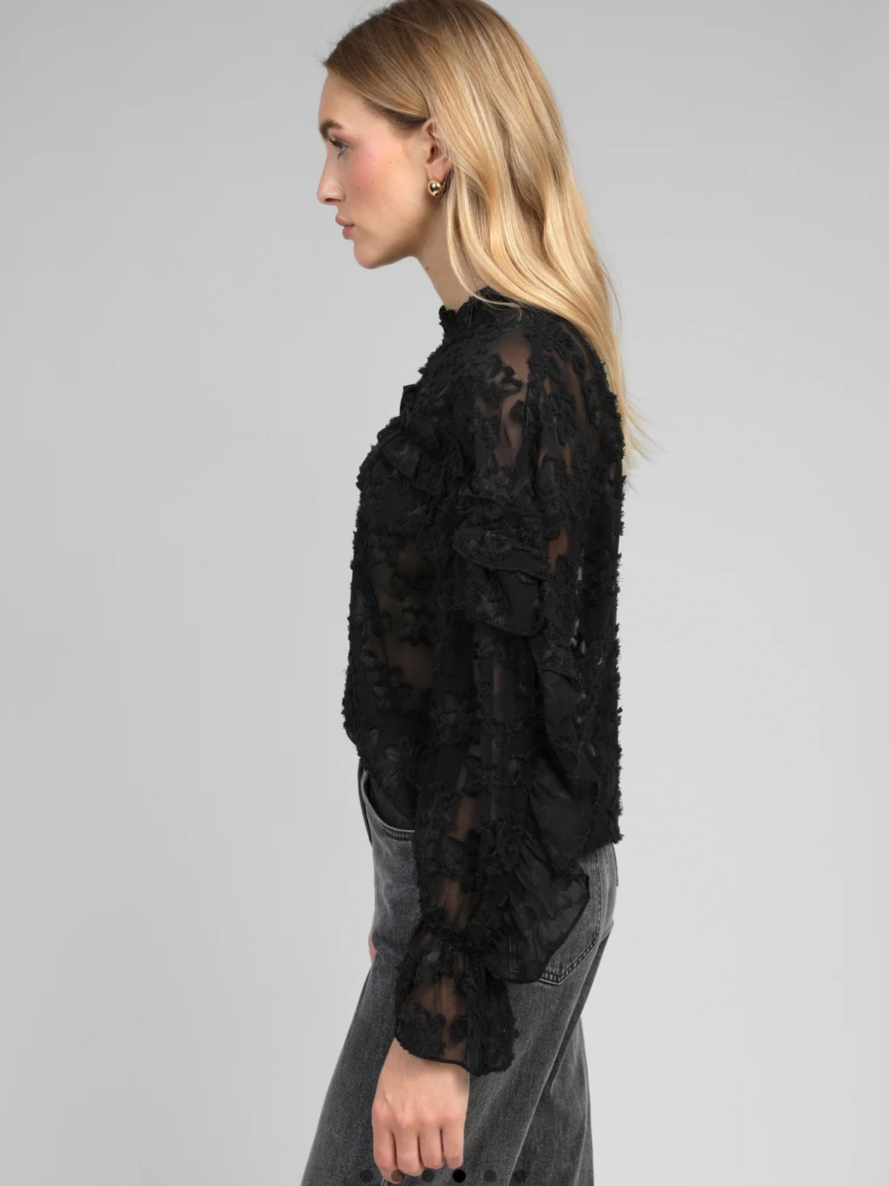 Black Sheer Floral Blouse