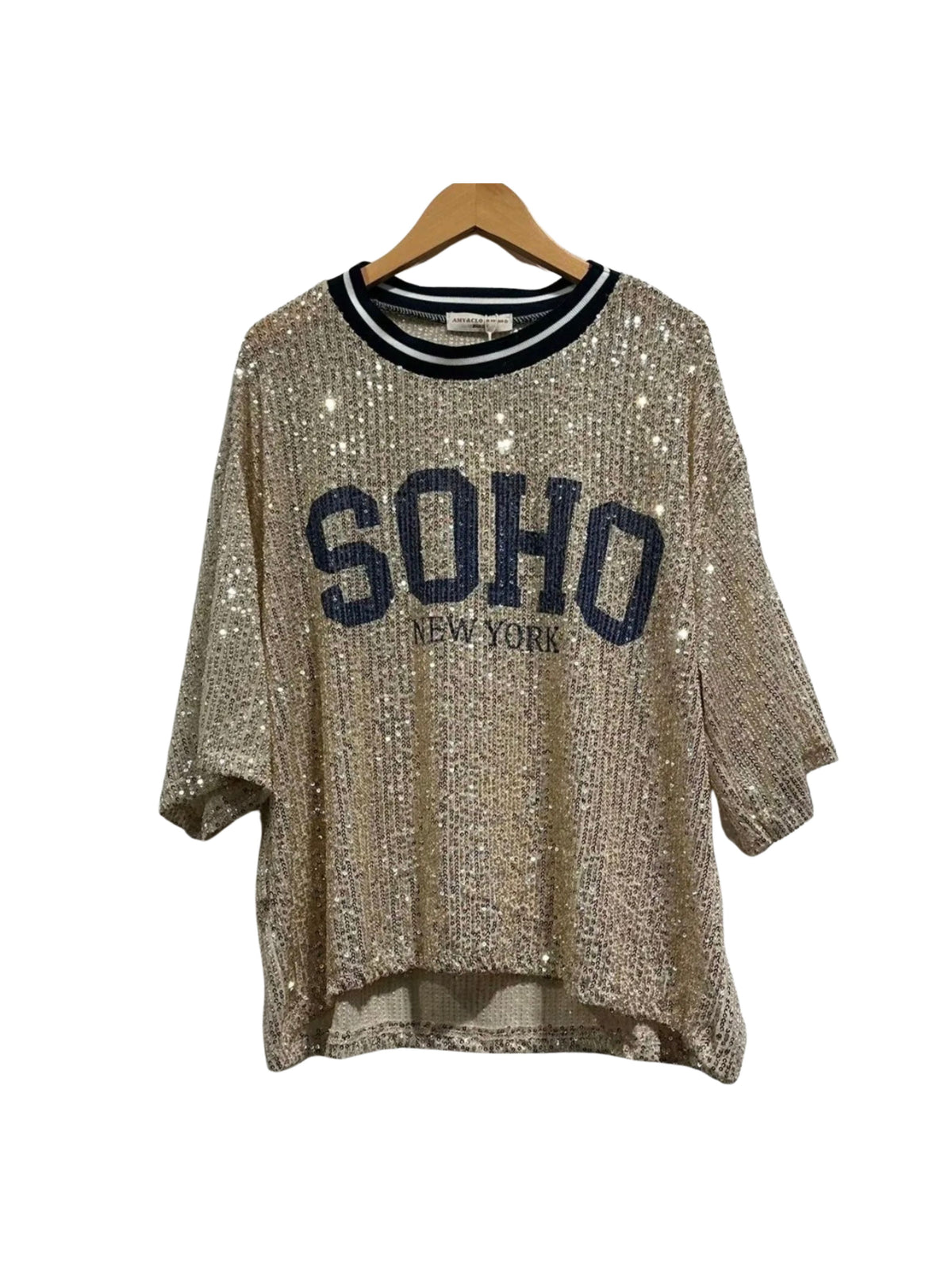 Soho New York Sequin Tee Shirt / Navy