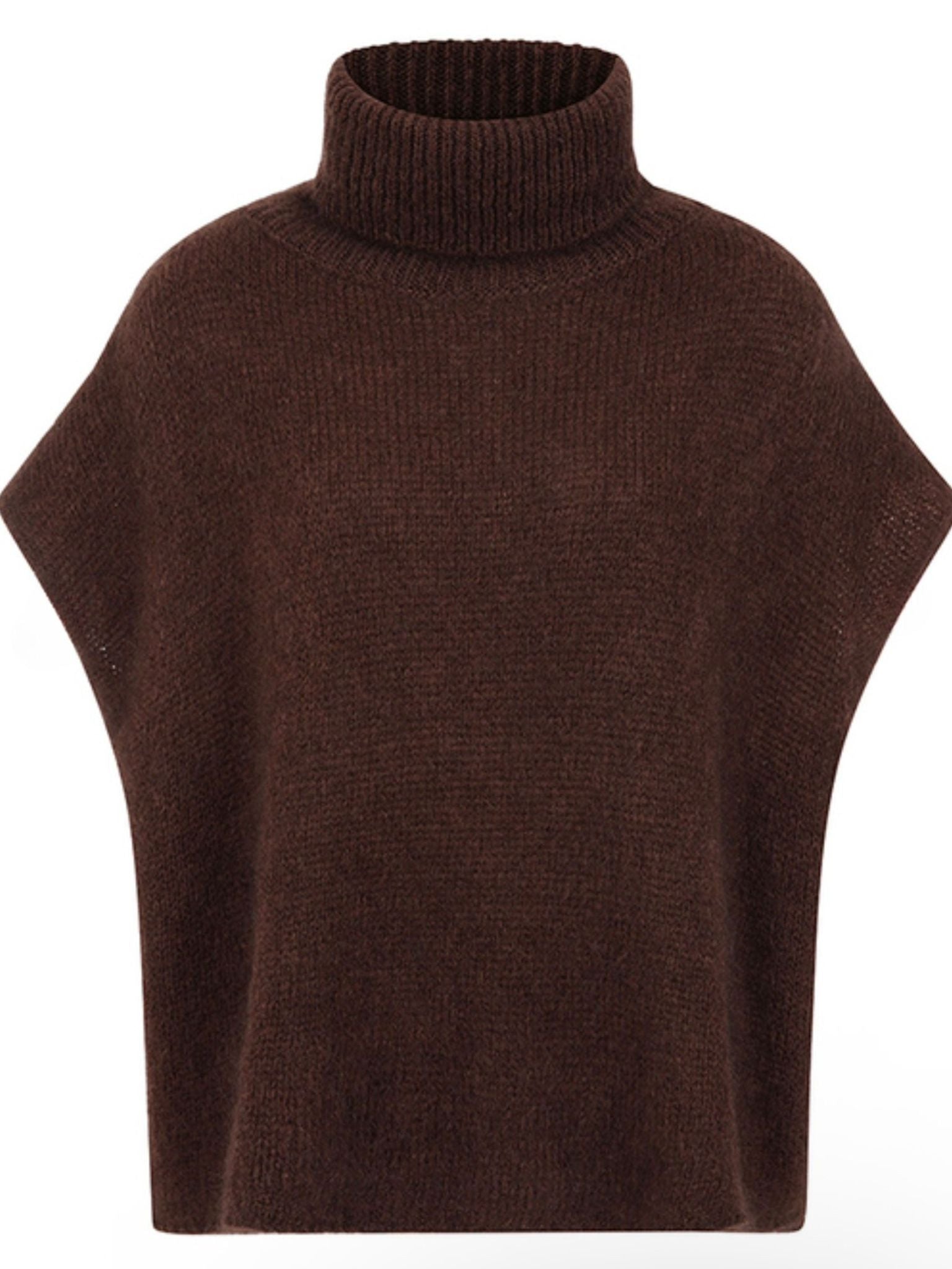 Brown turtleneck sweater on a white background