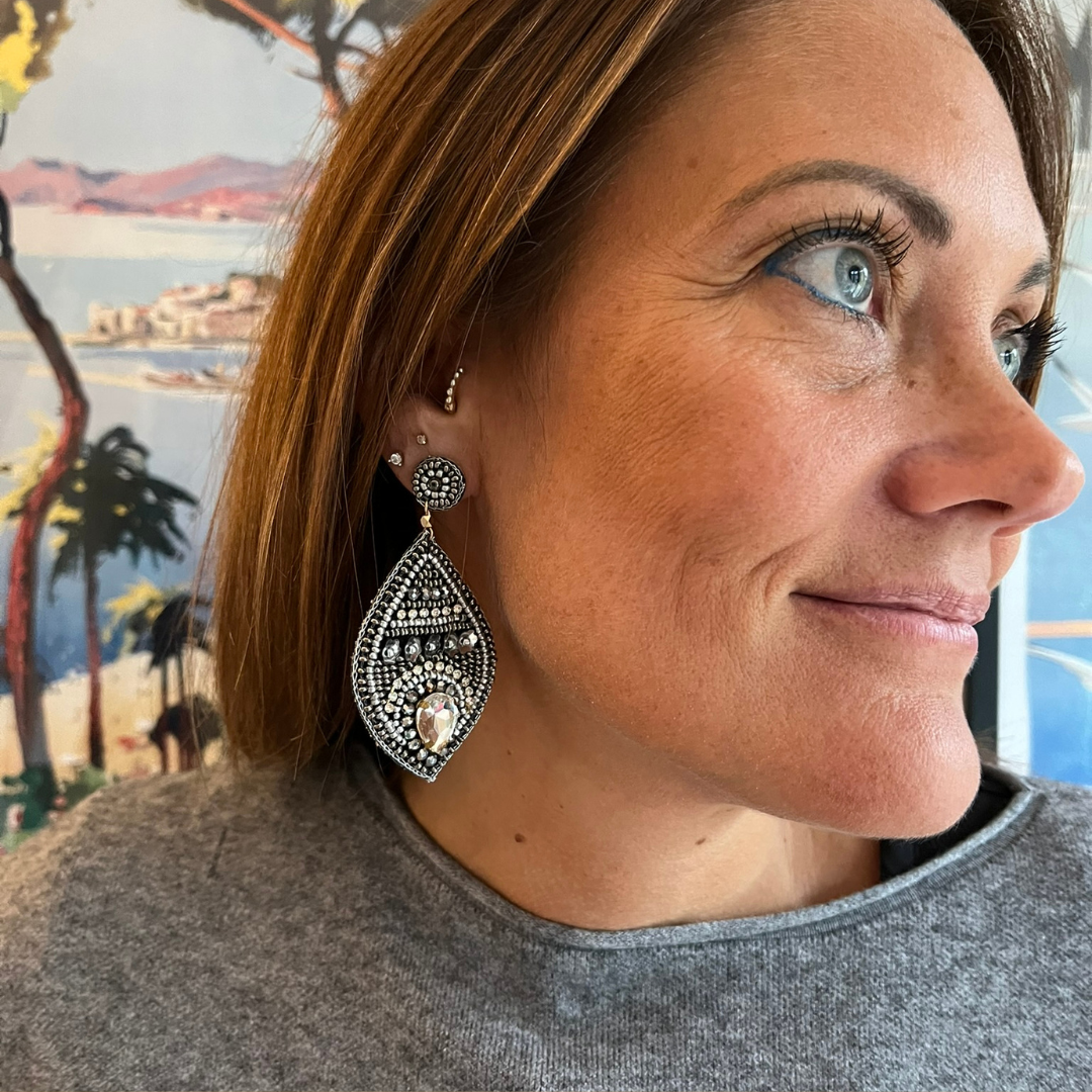 MY DORIS | Silver Tear Drop Bead Earrings