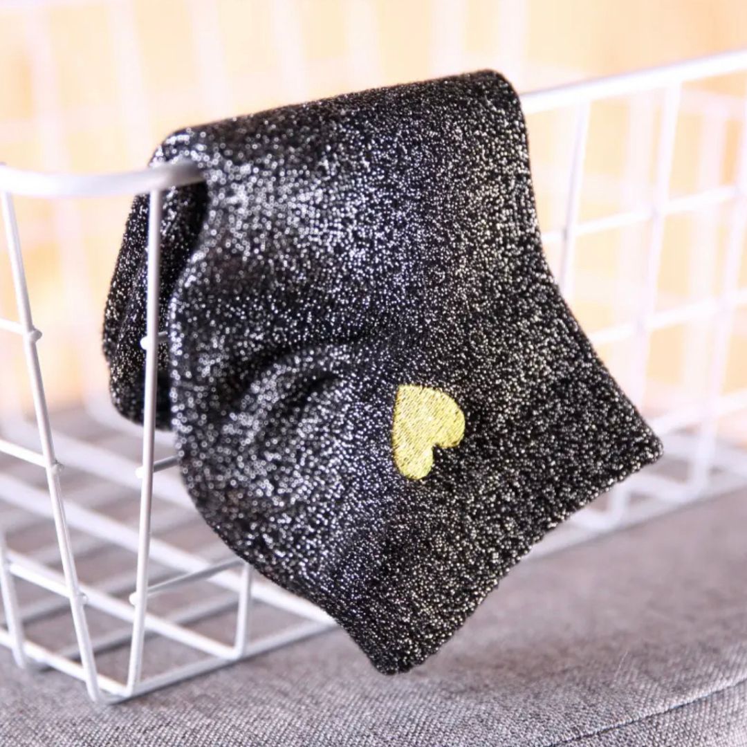 Grey Metallic Heart Socks