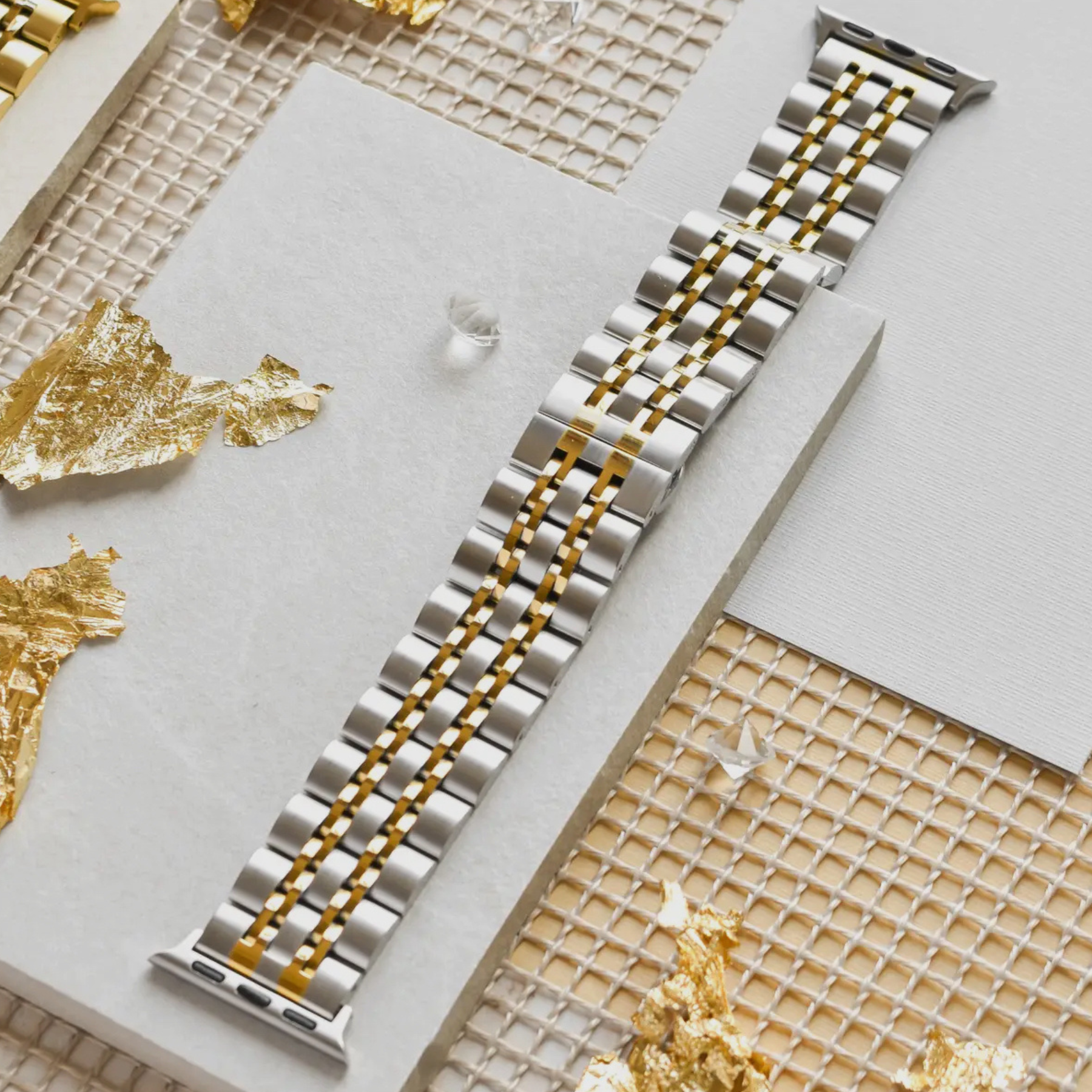COCONUT LANE | Rose Gold and Silver Stainless Steel Apple Watch Strap