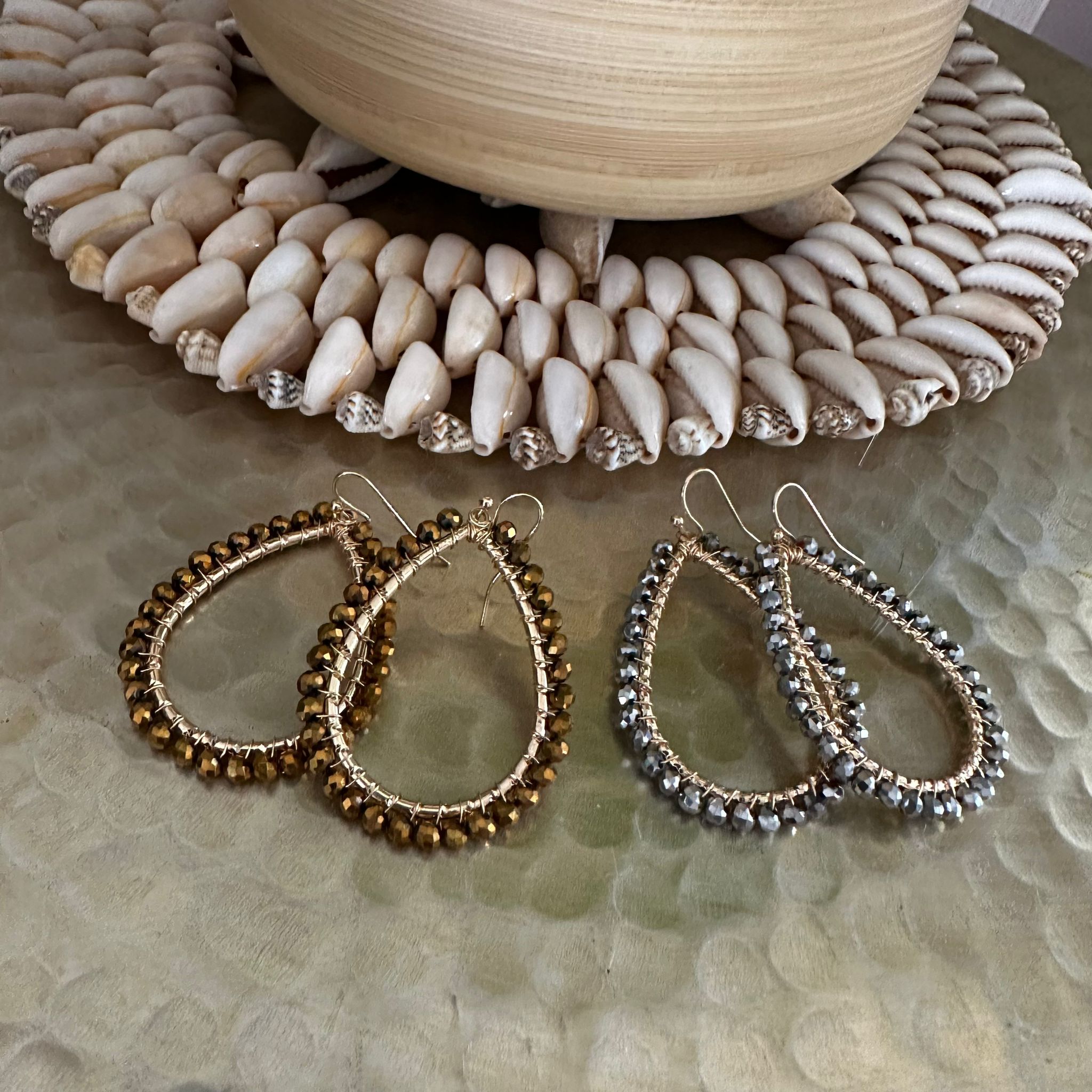 TORIA LEE | Bronze Beaded Teardrop Earrings