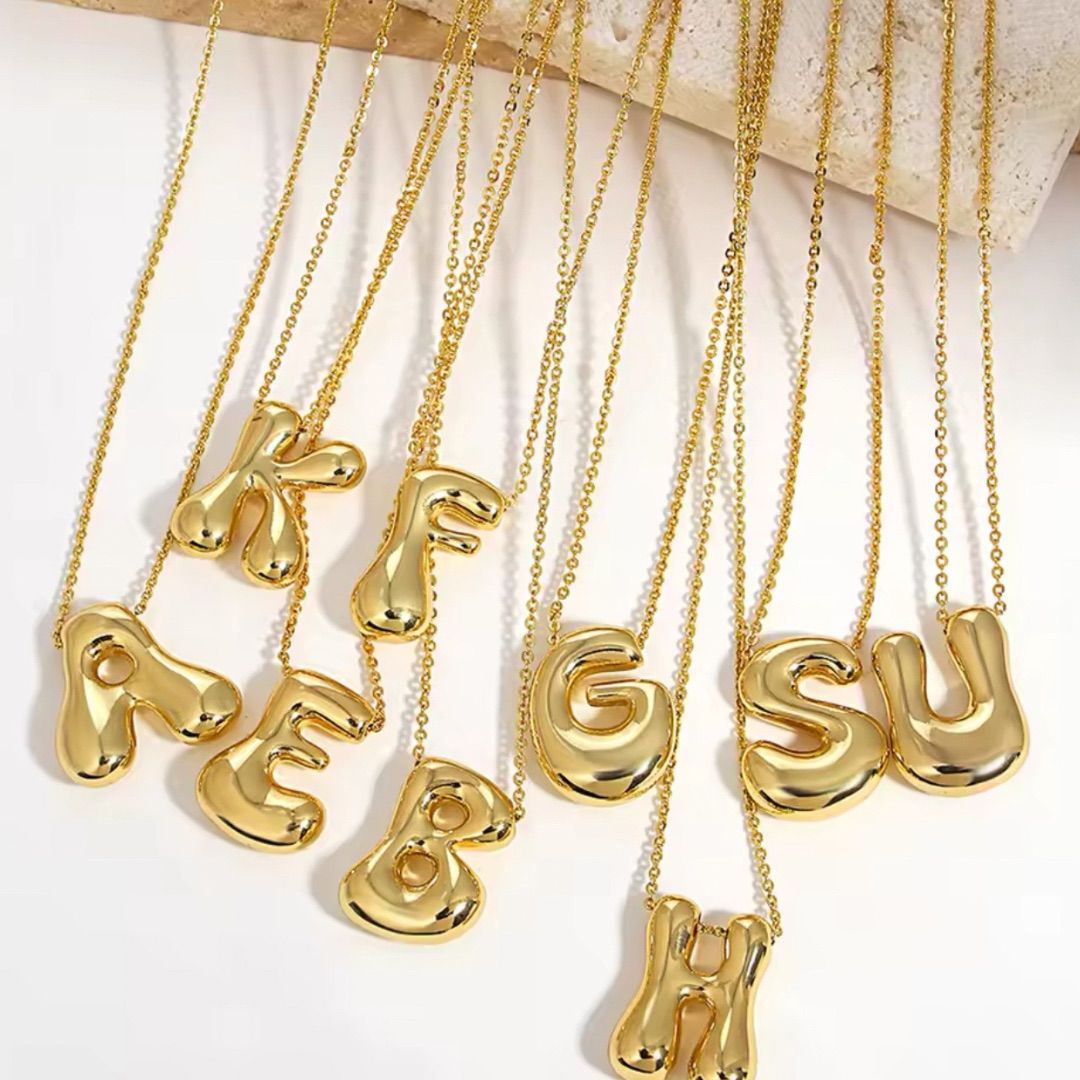 TORIA LEE | Gold Bubble Initial Necklace