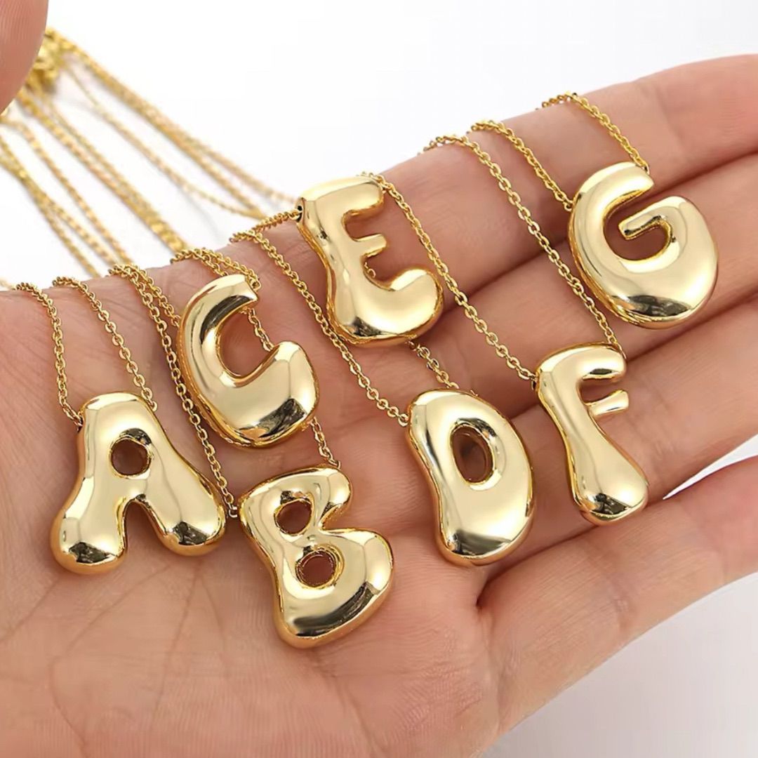 TORIA LEE | Gold Bubble Initial Necklace