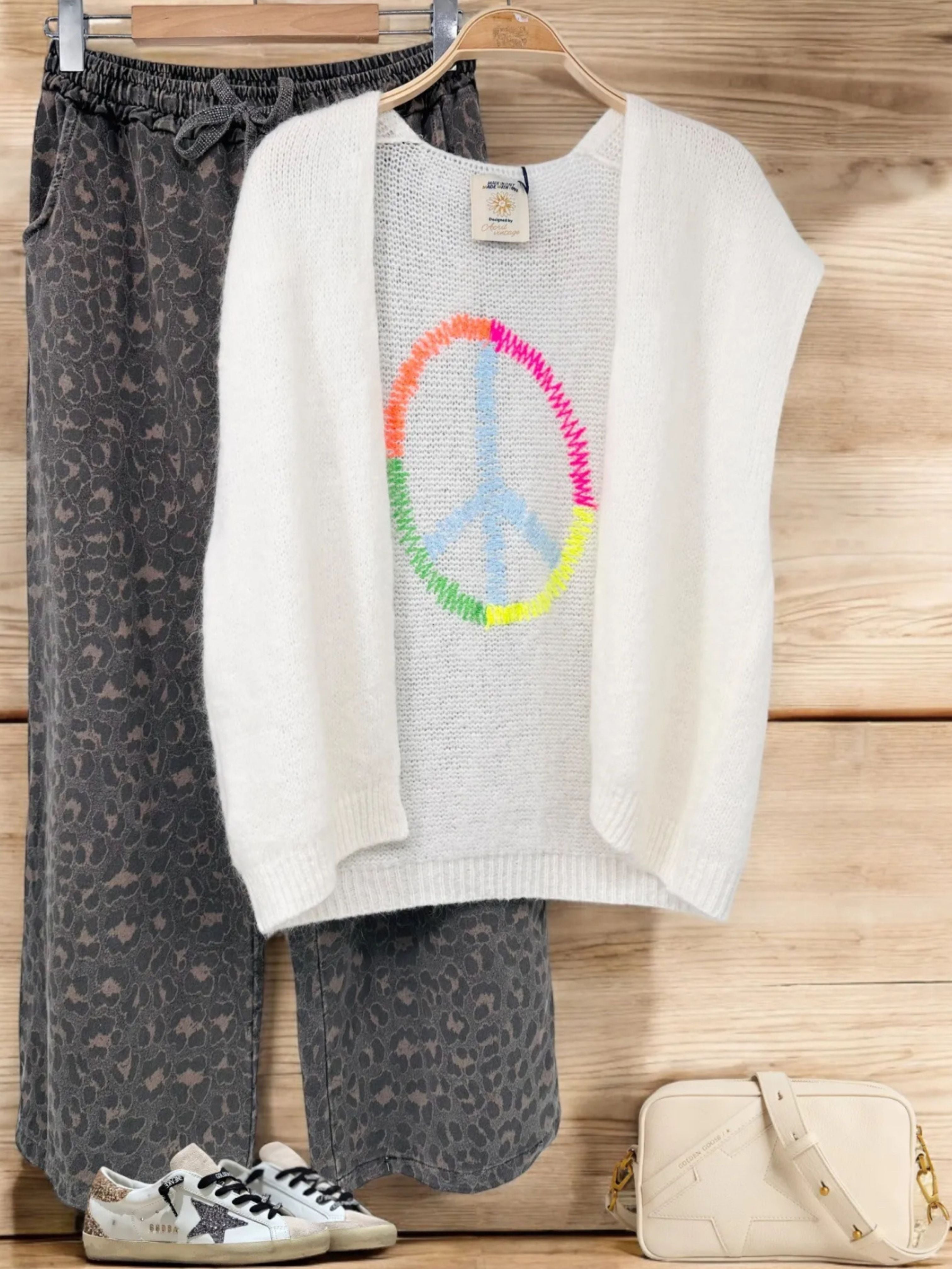 White Open Knit Cardigan