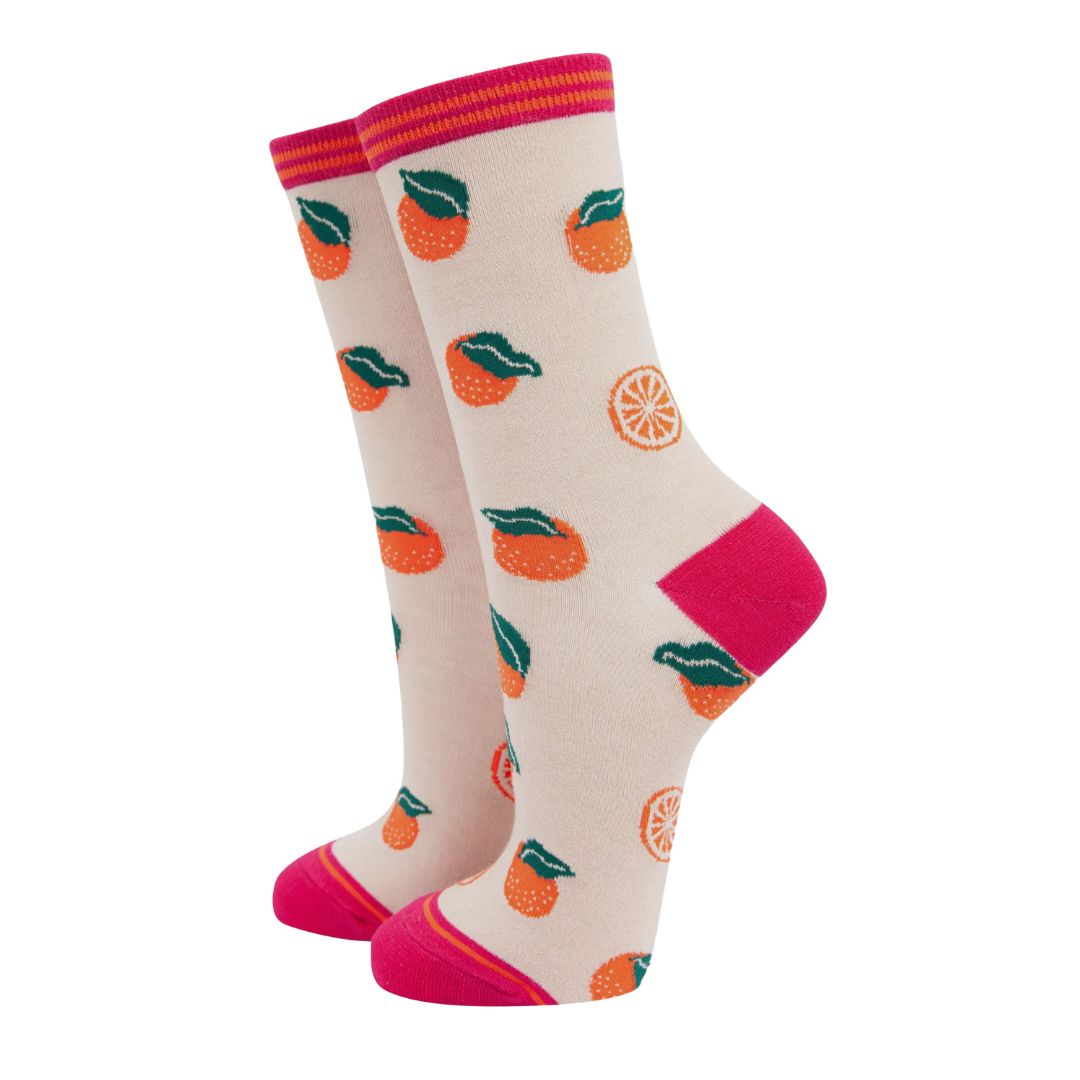 Women's Orange Fruit Bamboo Socks