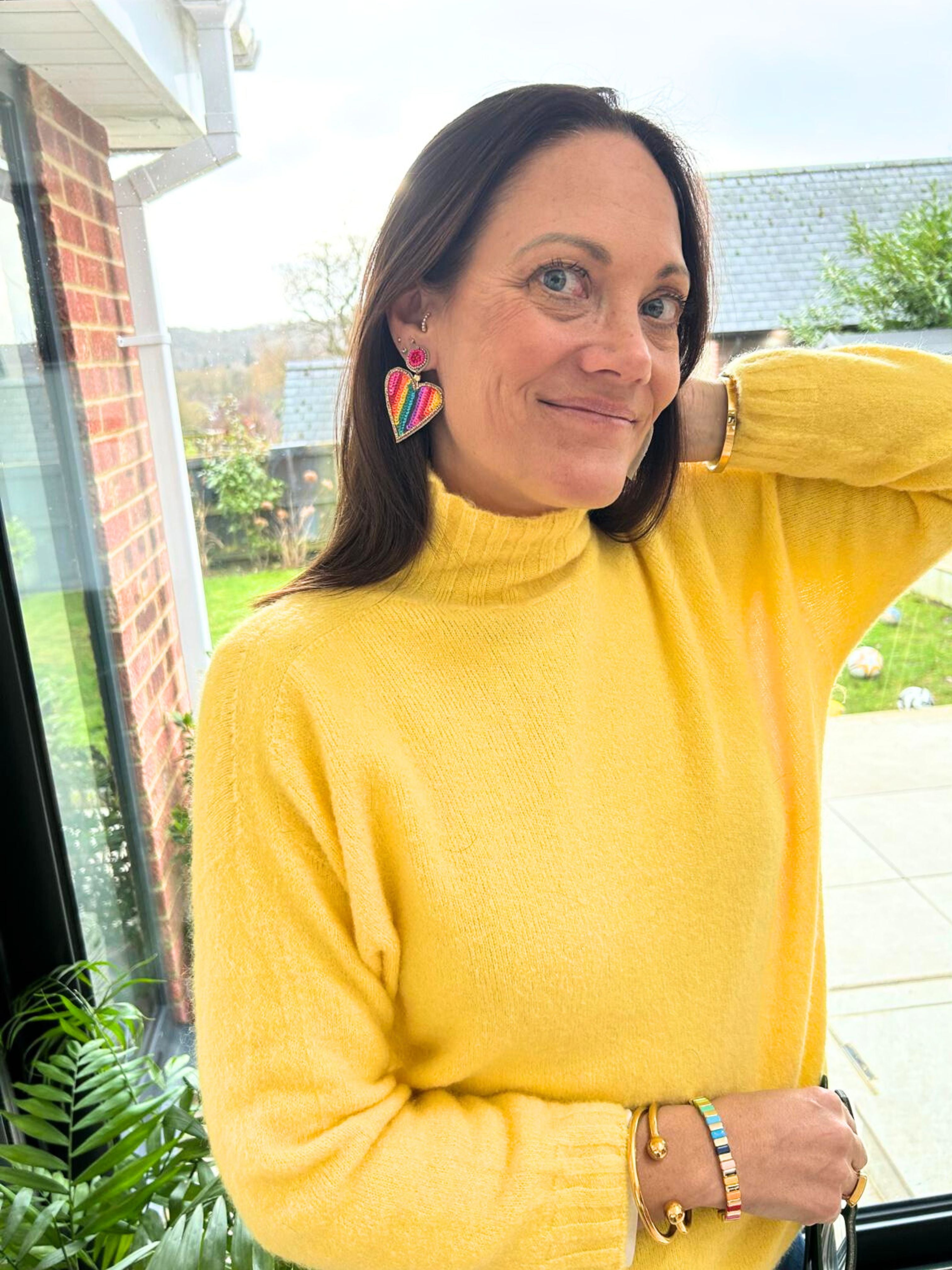 Yellow Funnel Neck Alpaca Jumper Toria Lee