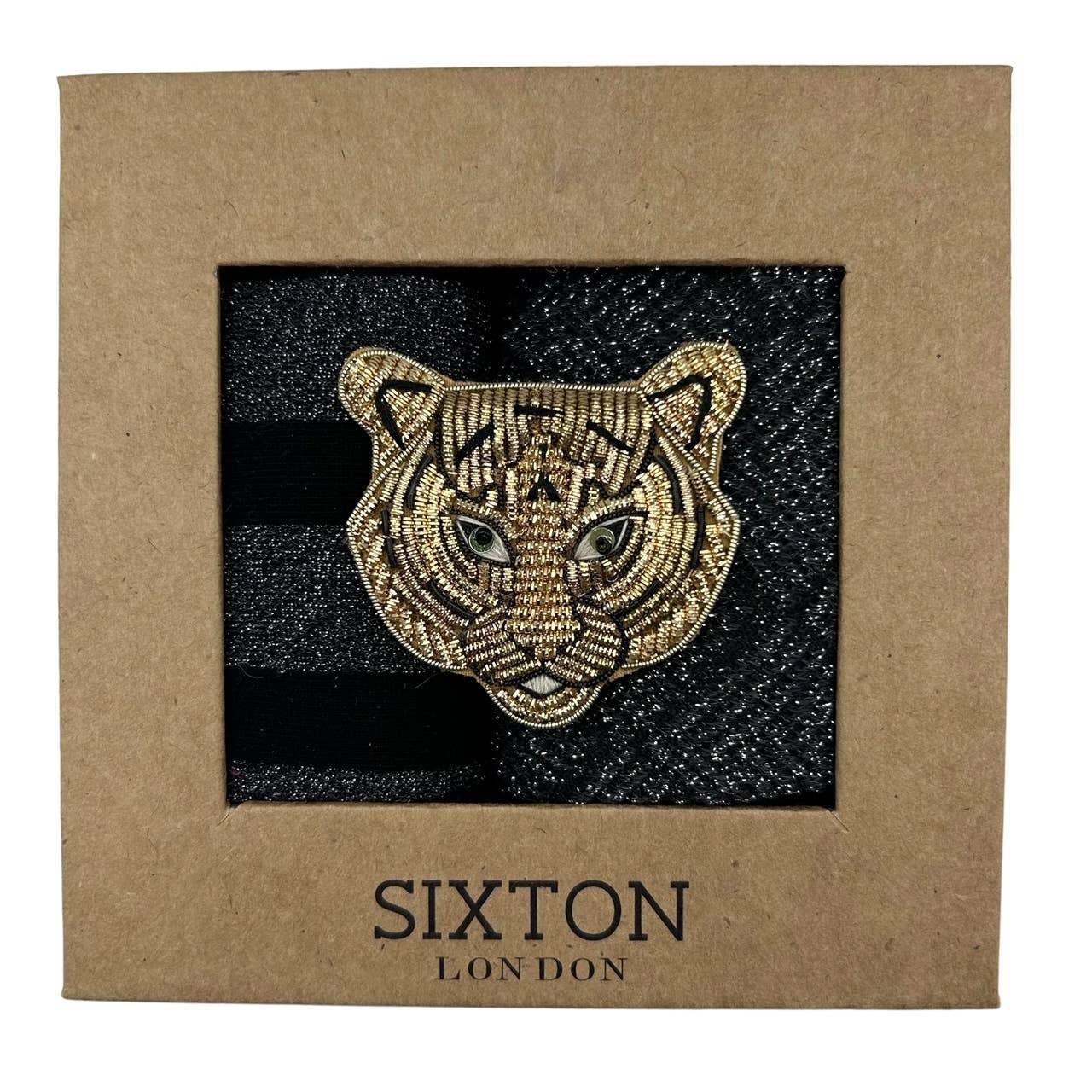 Black Berlin and Paris Sock Box Duo with Tiger Brooch