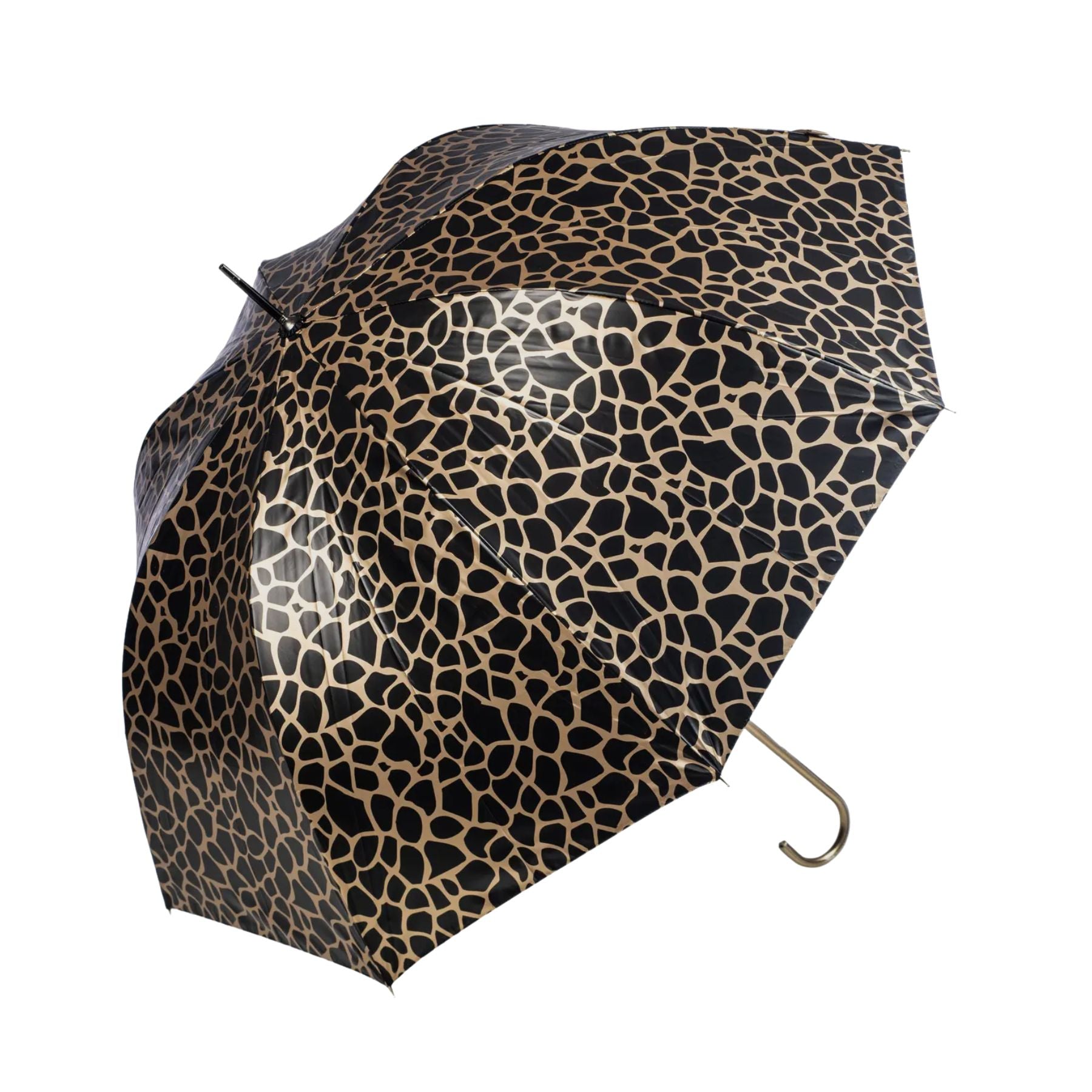Giraffe Print Metallic Gold Stick Umbrella