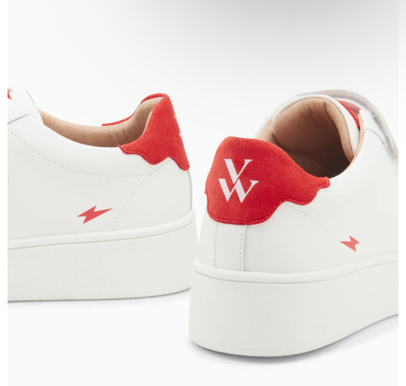 VANESSA WU | Solange White and Red Storm Trainers with Velcro