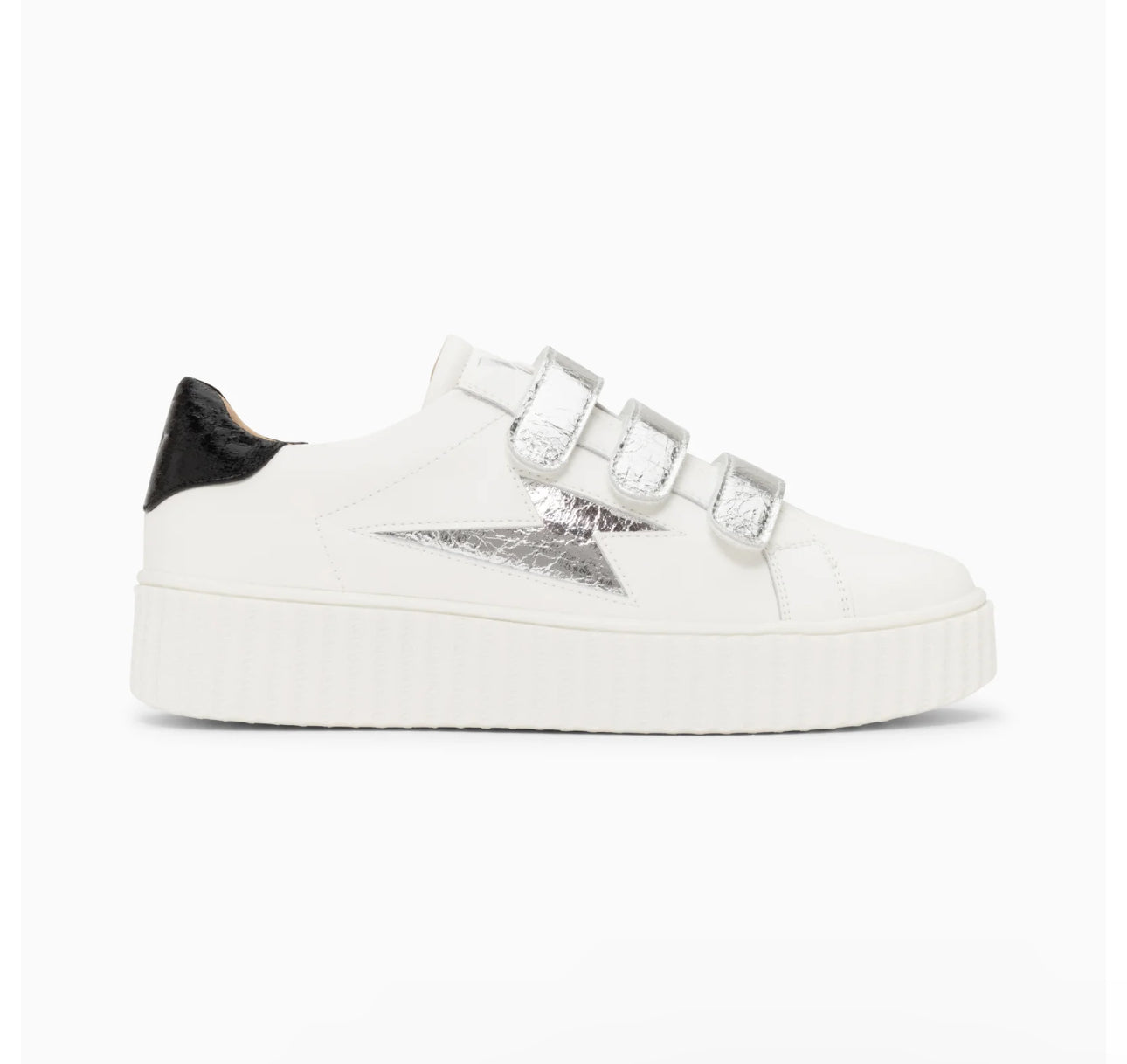VANESSA WU | Marilou White Storm Trainers with Silver Velcro