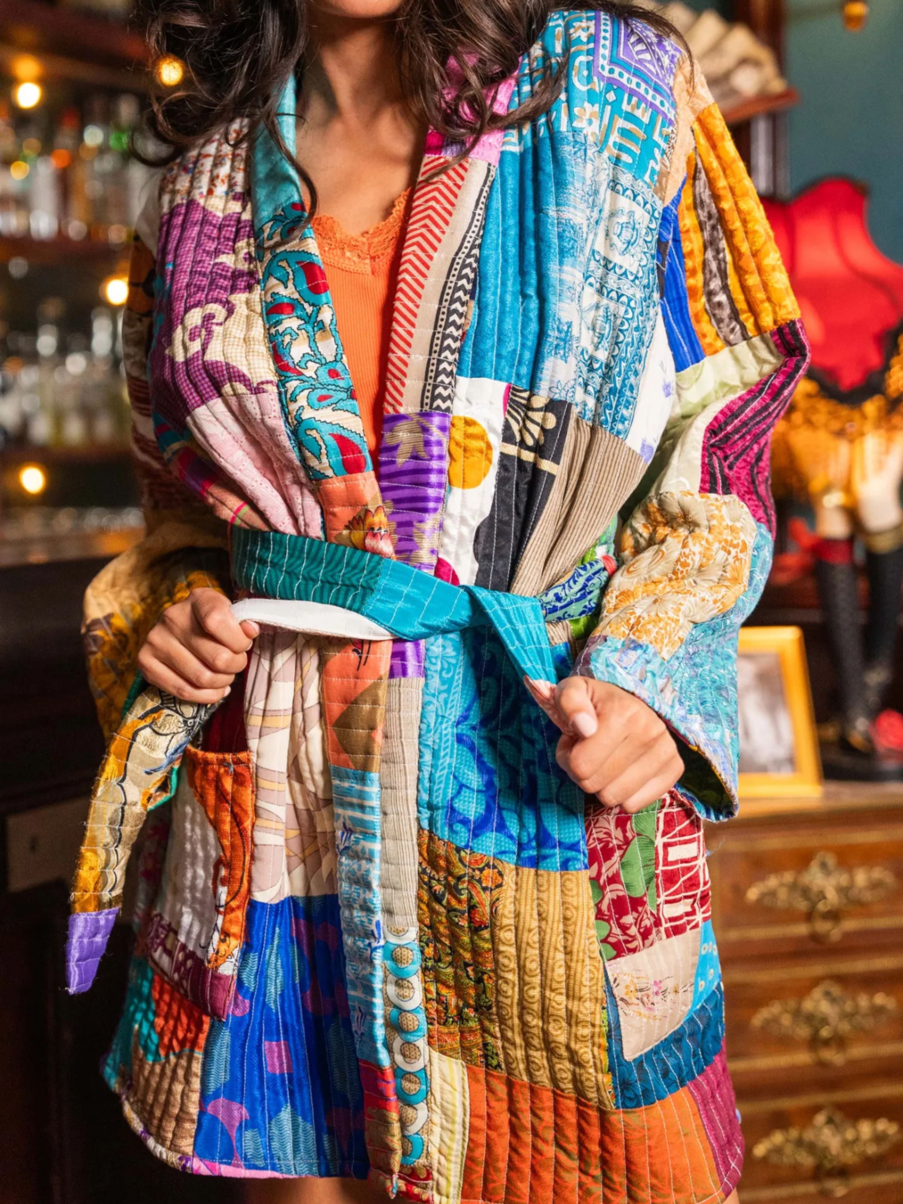 Jaipur Patchwork Jacket with Tie