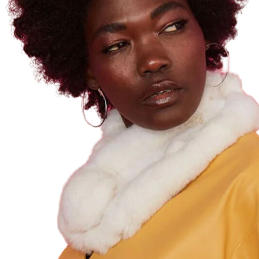 cream faux fur bobble scarf