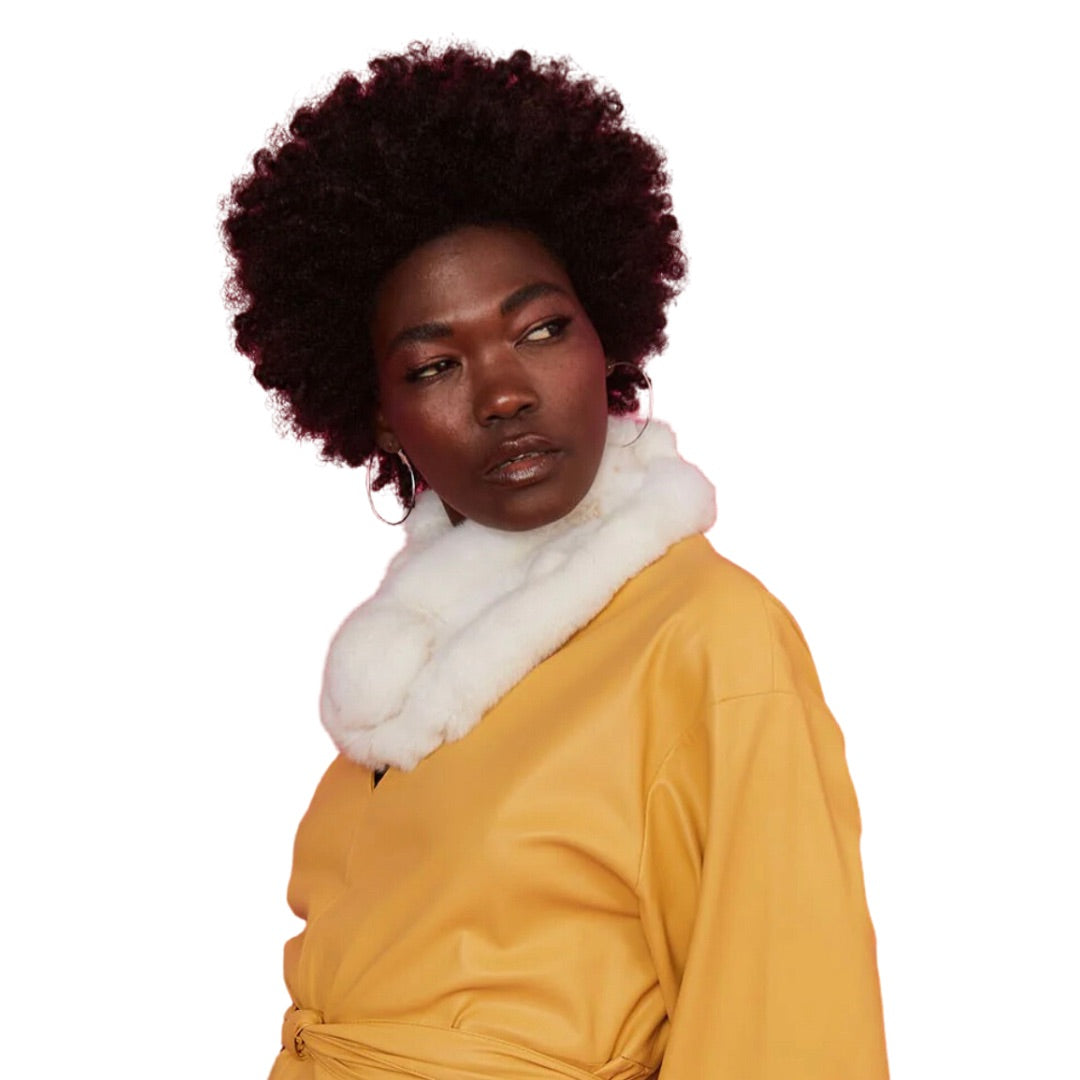 cream faux fur soft bobble scarf