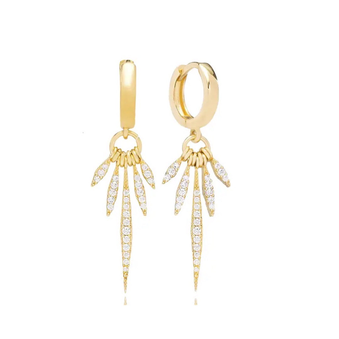 Bronte Gold Crystal Spike Huggie Hoop Earrings Toria Lee