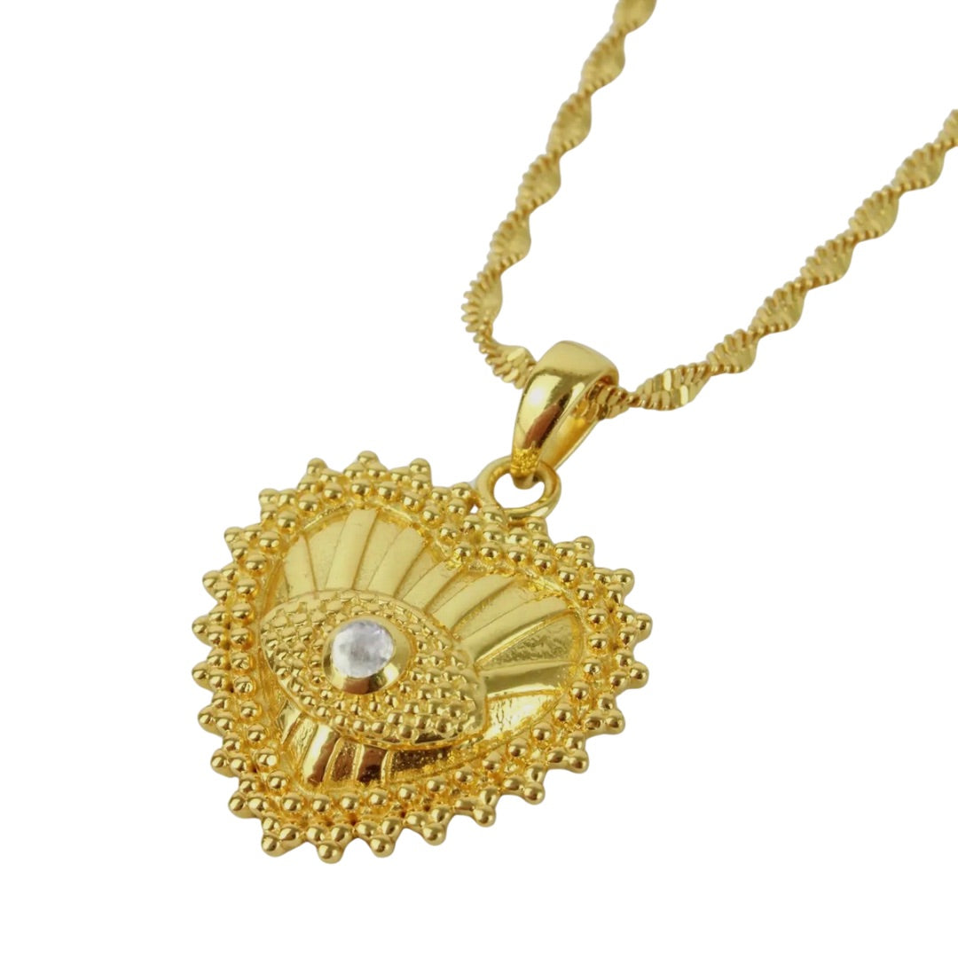 MY DORIS | Gold Moonstone Heart Eye Long Pendant Necklace