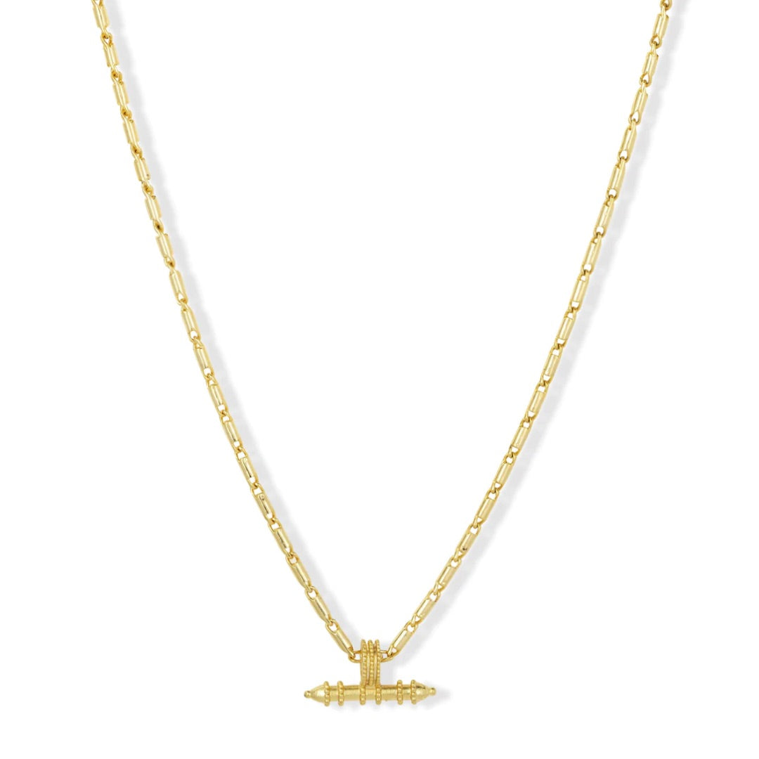 Jaya T-bar Gold Charm Necklace
