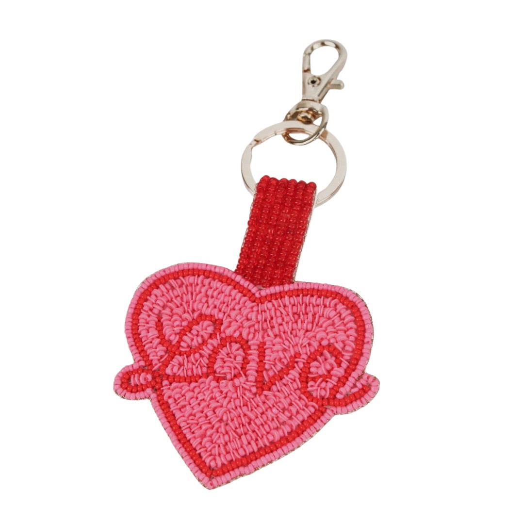 MY DORIS | Love Heart Pink and Red Keyring Bag Charm