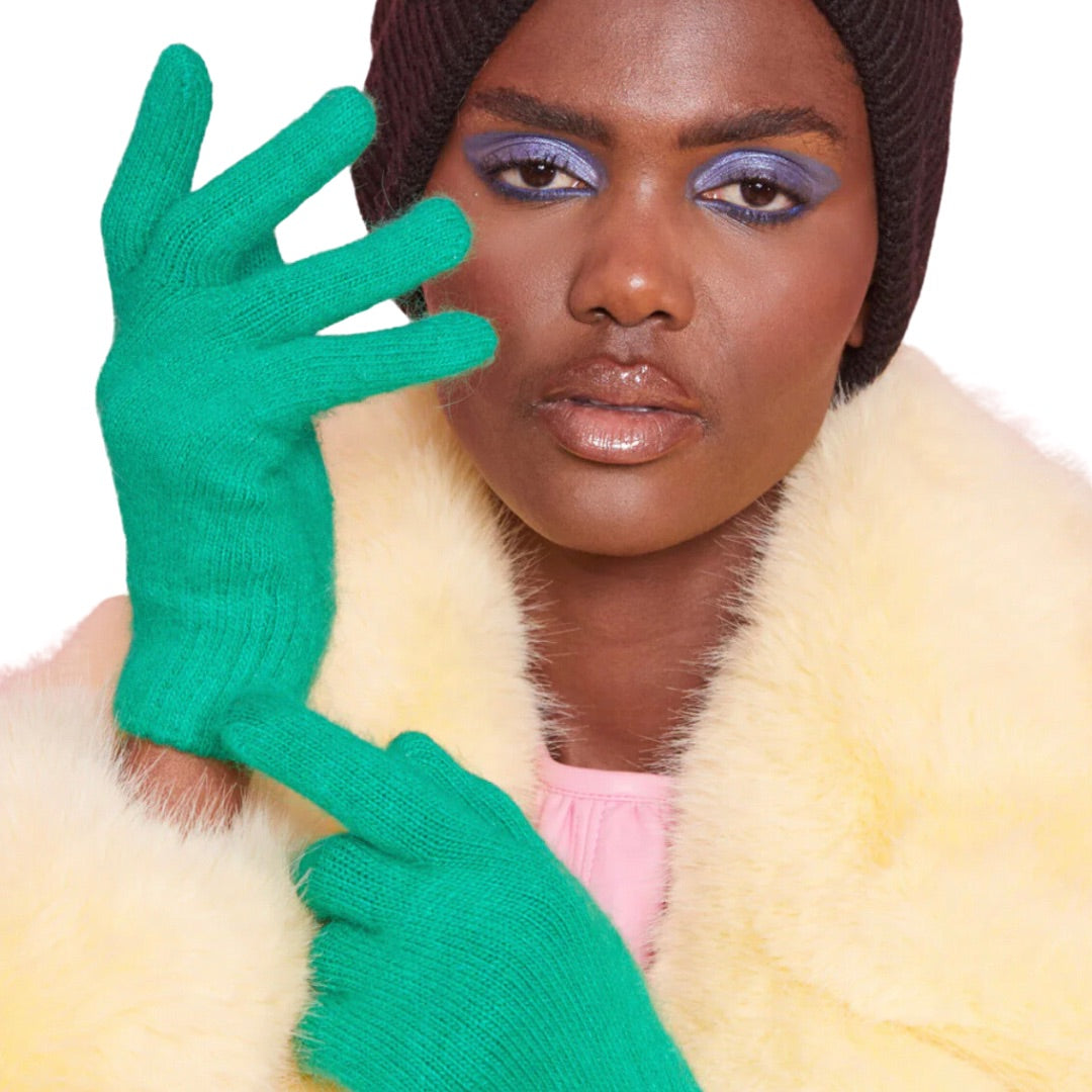 green cashmere blend gloves