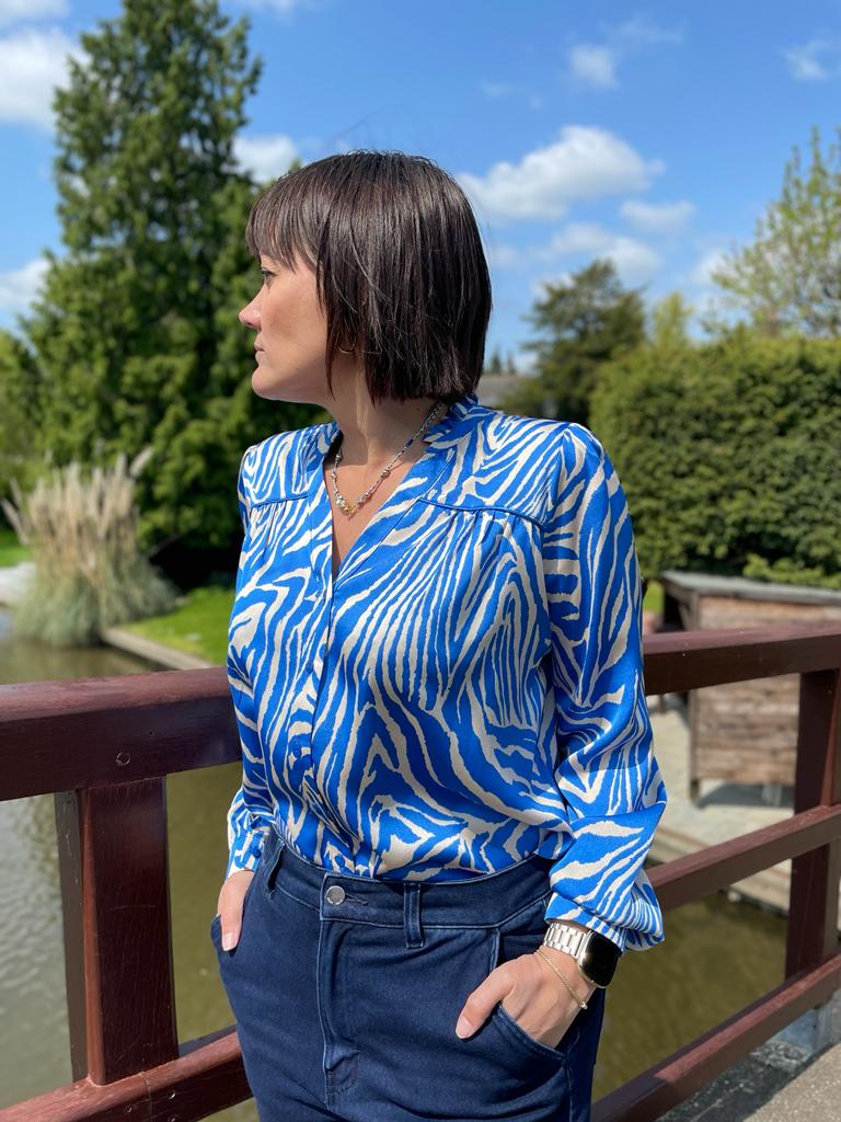 blue zebra print blouse