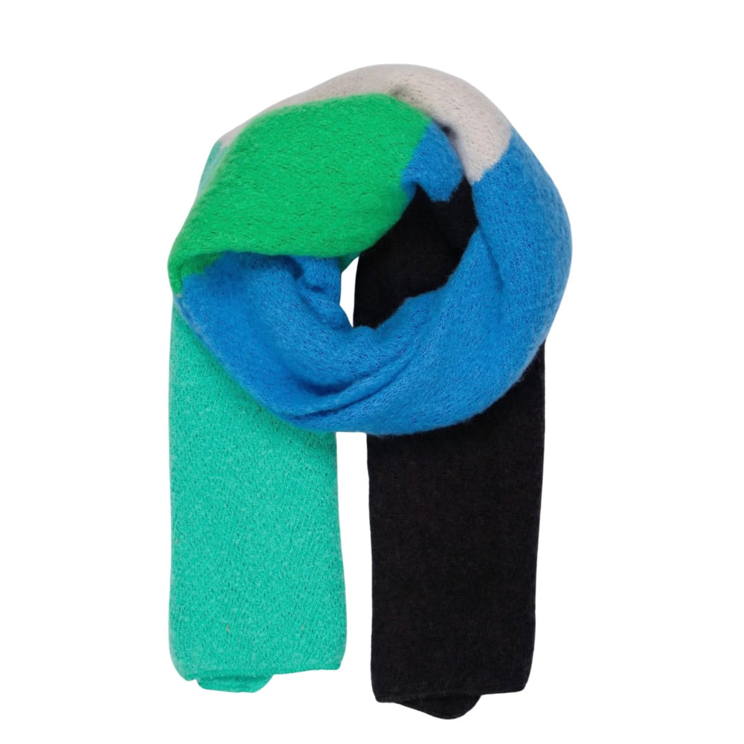 SARTA | Nellie Heavyweight Scarf / Black Green Blue Colour Block
