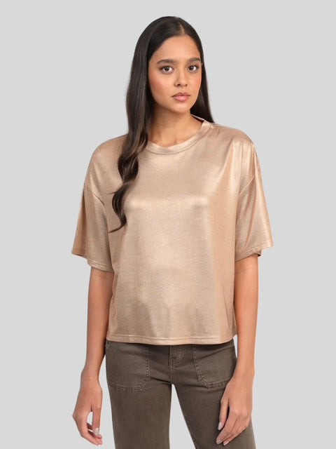 Akomila Metallic Relaxed Fit T Shirt gold