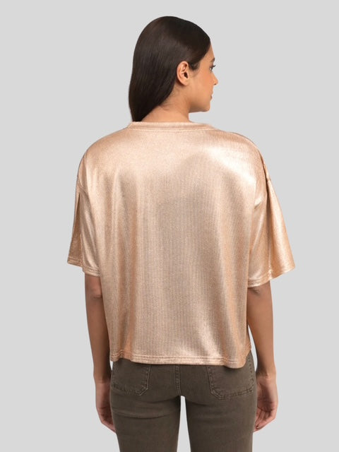 Gold Metallic Relaxed Fit T Shirt