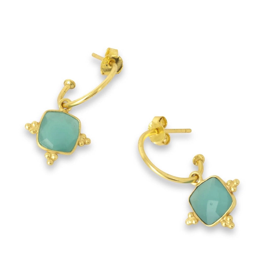 Asia Hoop Earrings Aqua Chalcedony 