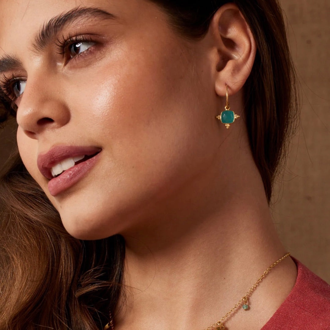 Asia Hoop Earrings Aqua Chalcedony Ashiana London