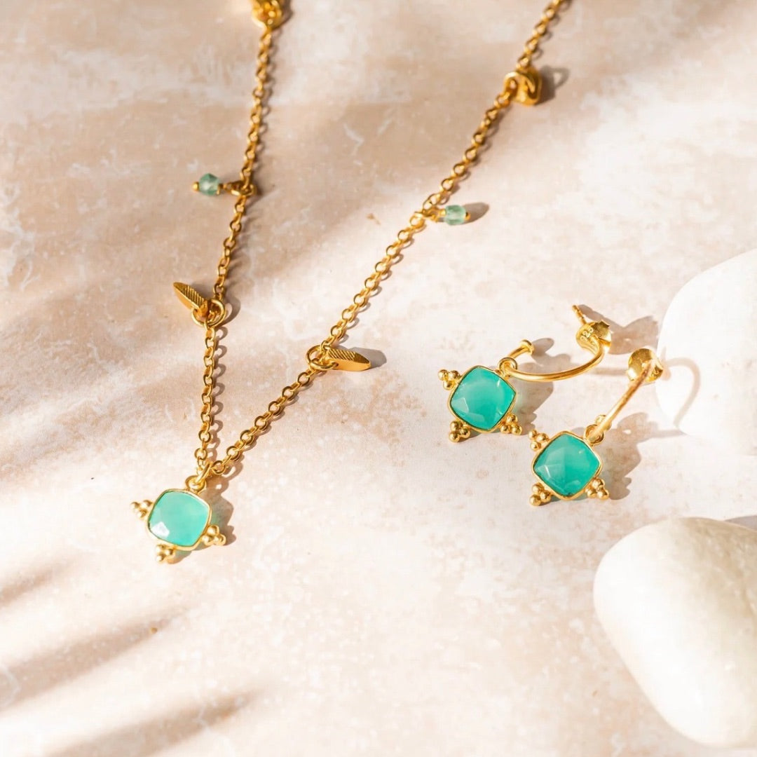 Hoop Earrings Aqua Chalcedony
