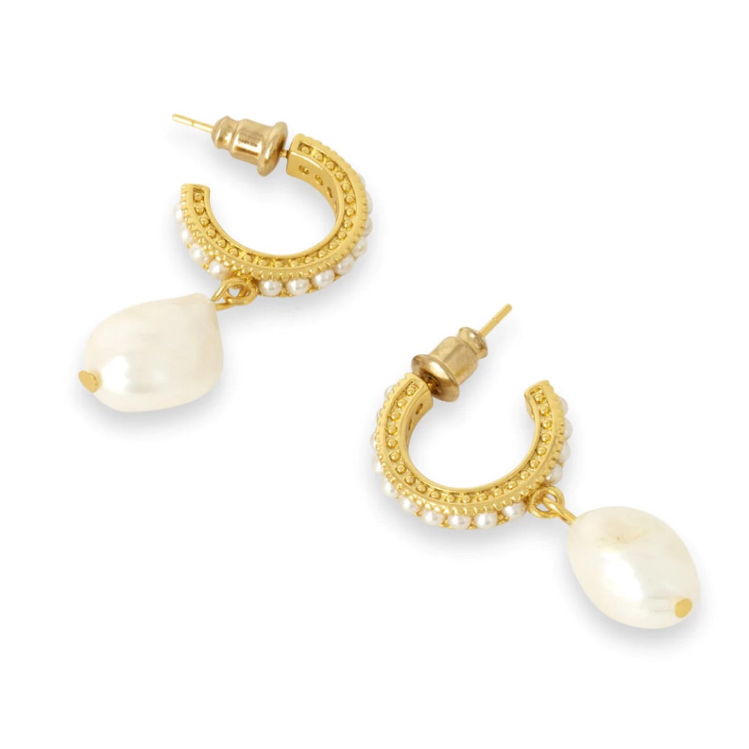 Meera Pearl Huggie Earrings
