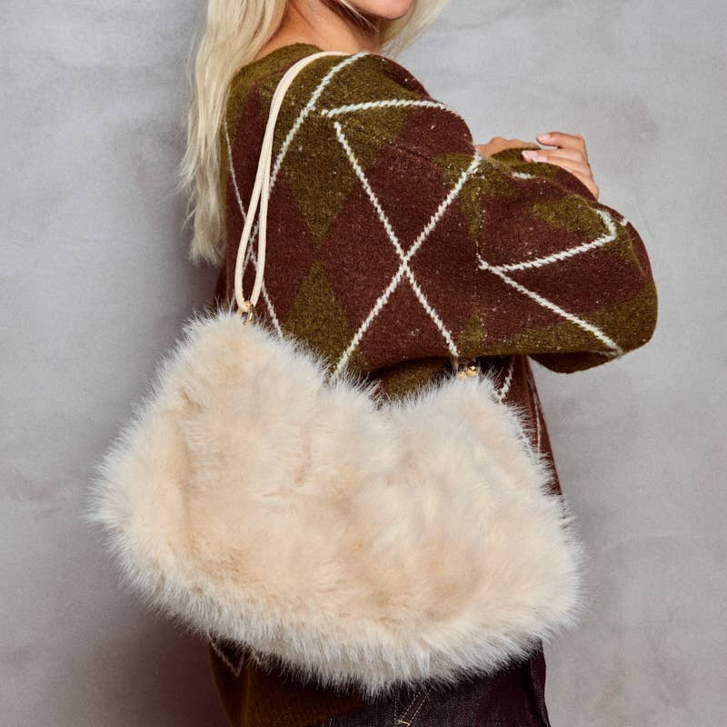 Beige Faux Fur Bag