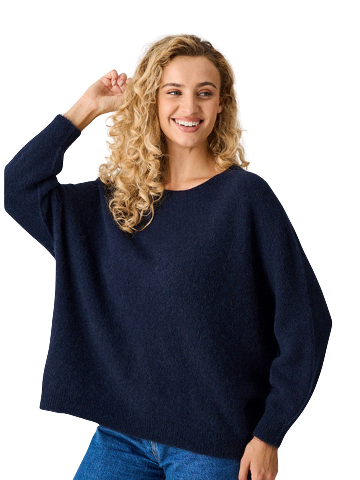 Women's Navy Alpaca Wool Jumper