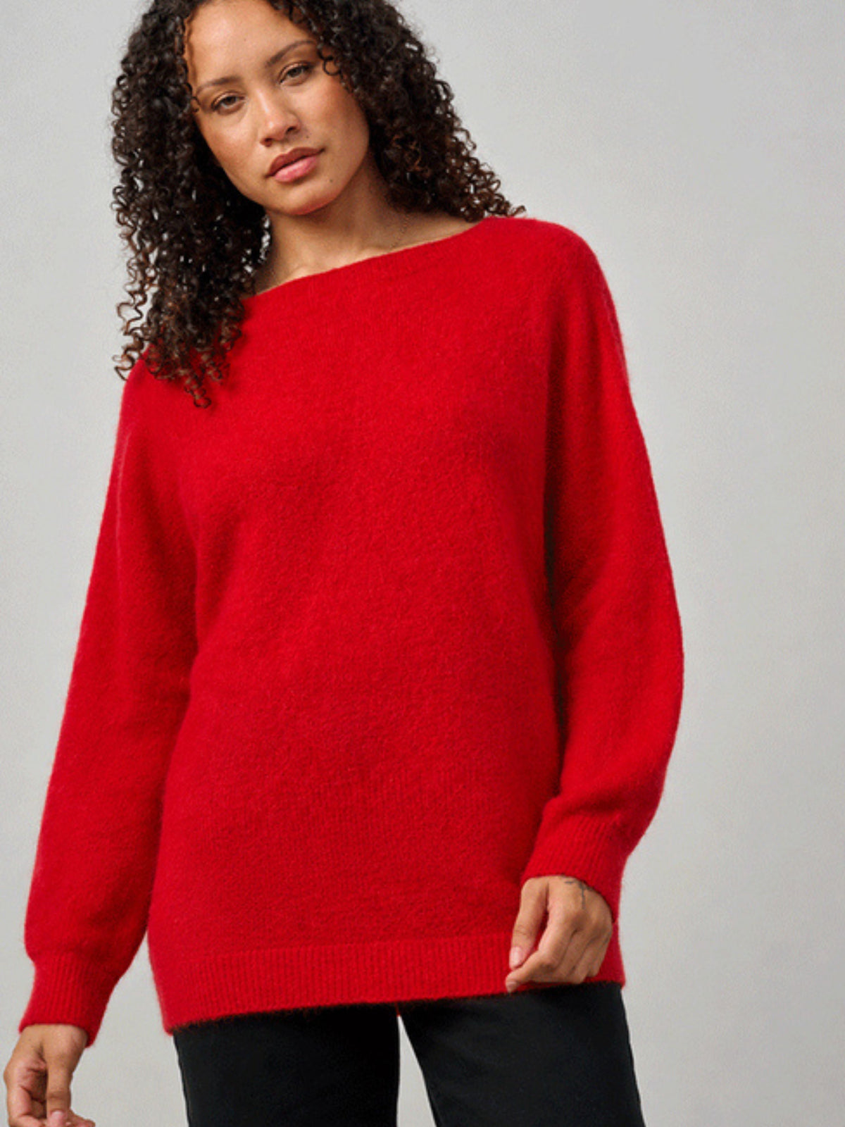 Womens Red Alpaca Wool Jumper
