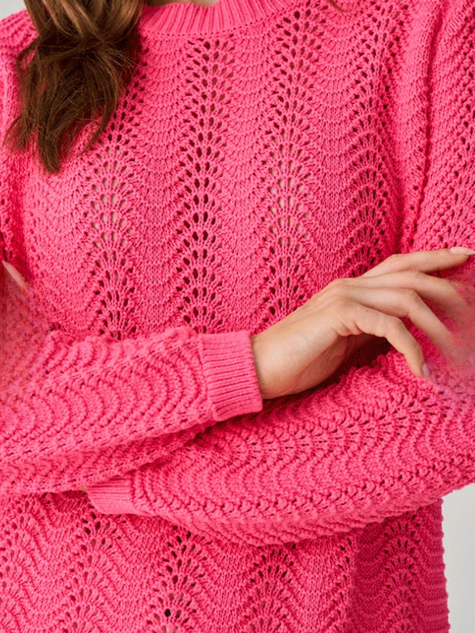LUELLA Bibury Cotton Jumper Open Weave Pattern Pink
