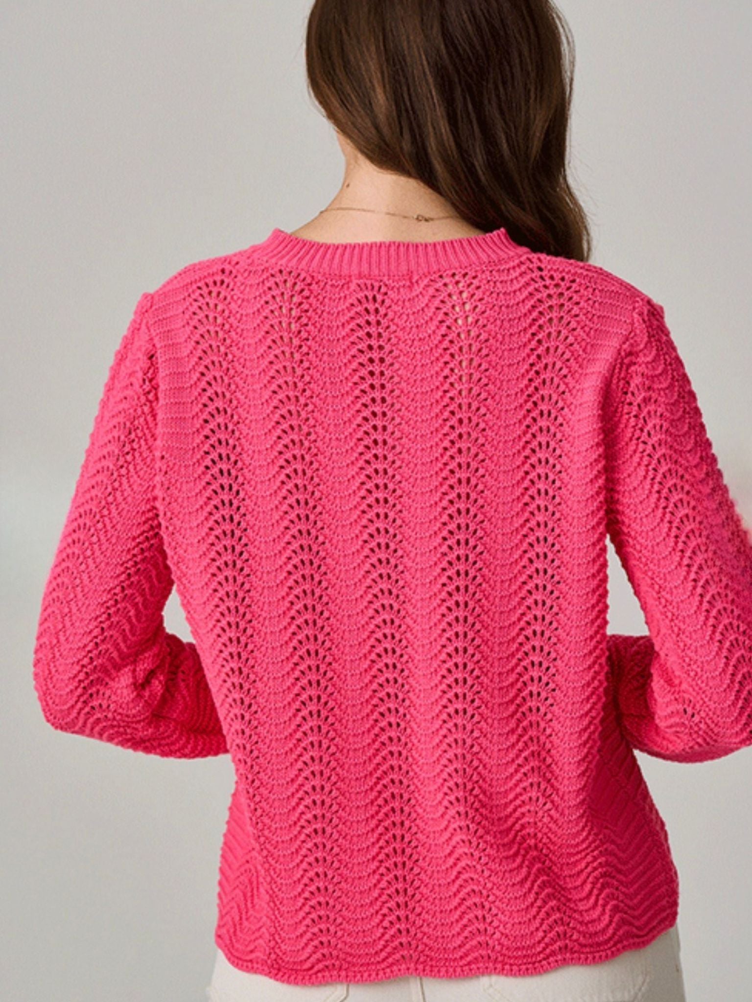 LUELLA Bibury Cotton Jumper Open Weave Pattern Pink