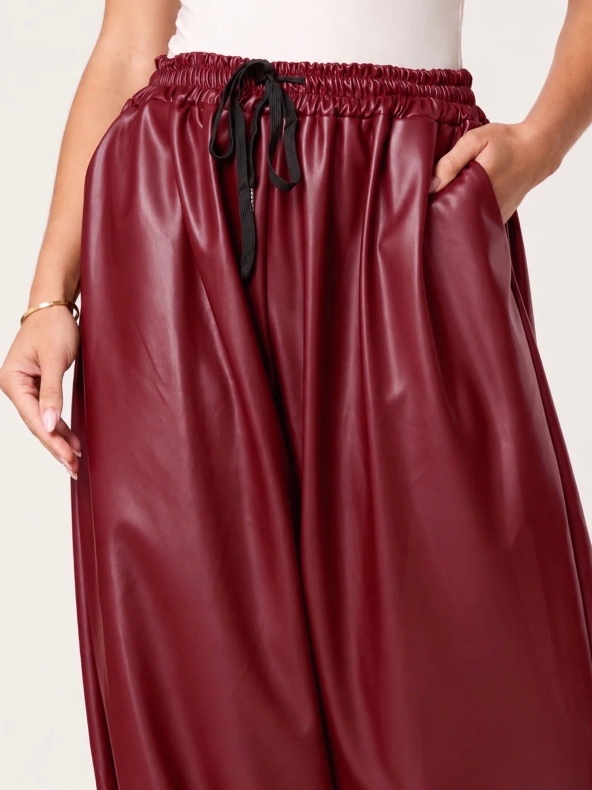 Nova of London | Chocolate Brown Vegan Leather Cuffed Jogger Trousers