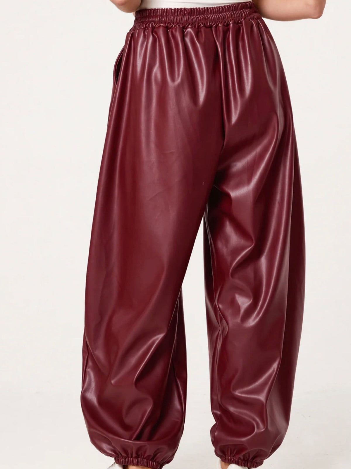 Nova of London | Chocolate Brown Vegan Leather Cuffed Jogger Trousers