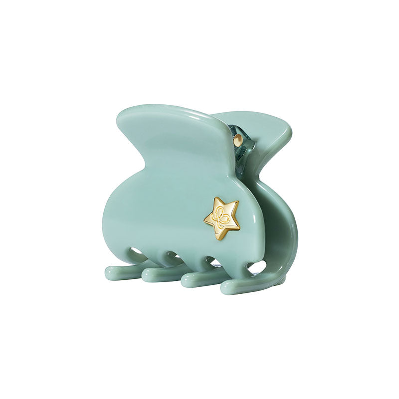 Small Sage Green Hair Claw Clip Gold Star Charm