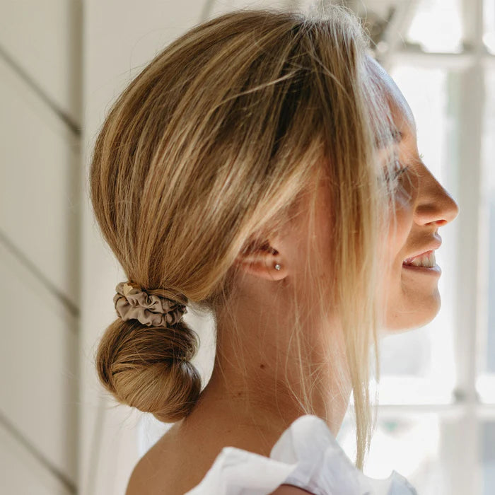 BY ELOISE London | Sand Silk Scrunchie with Gold Heart