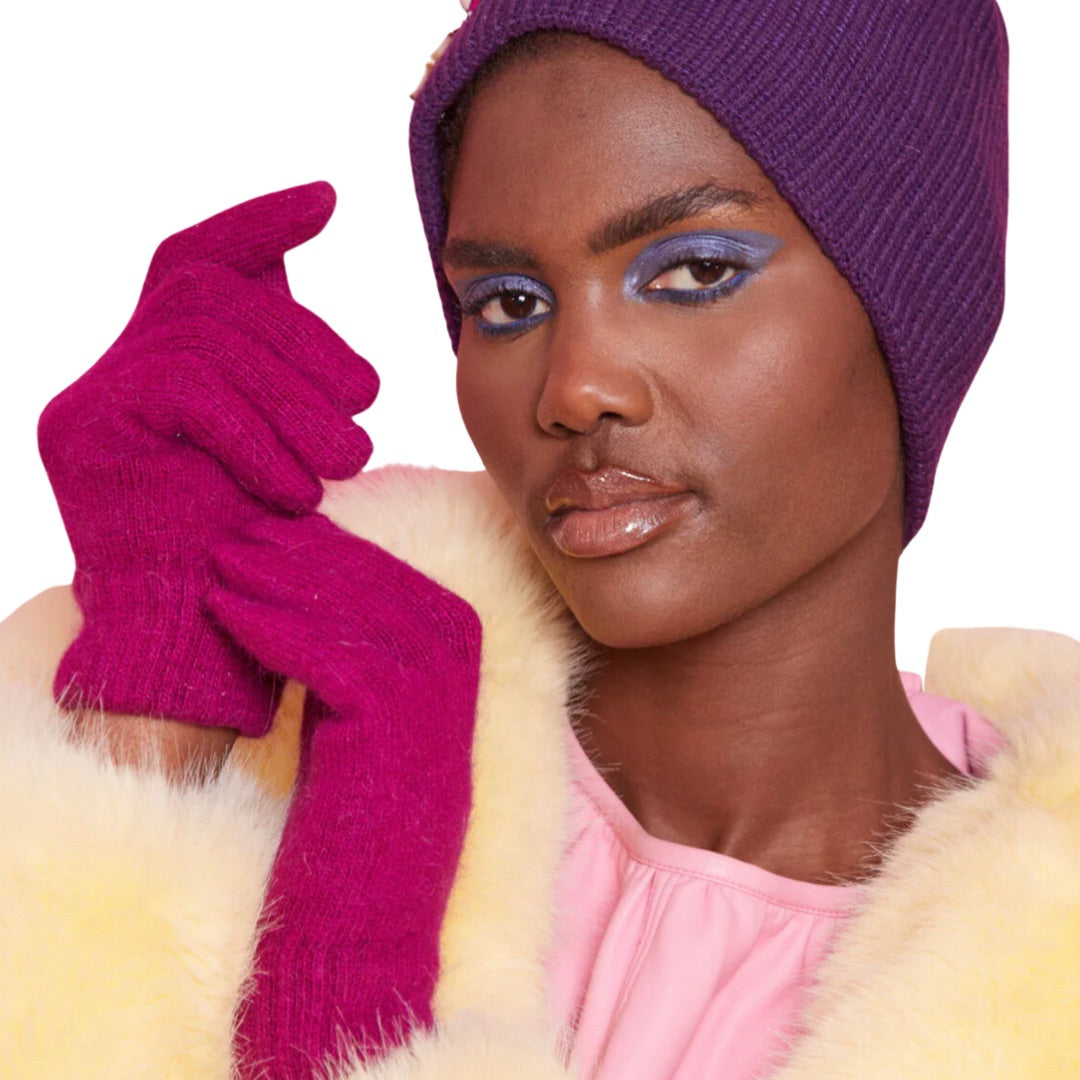 pink cashmere blend gloves