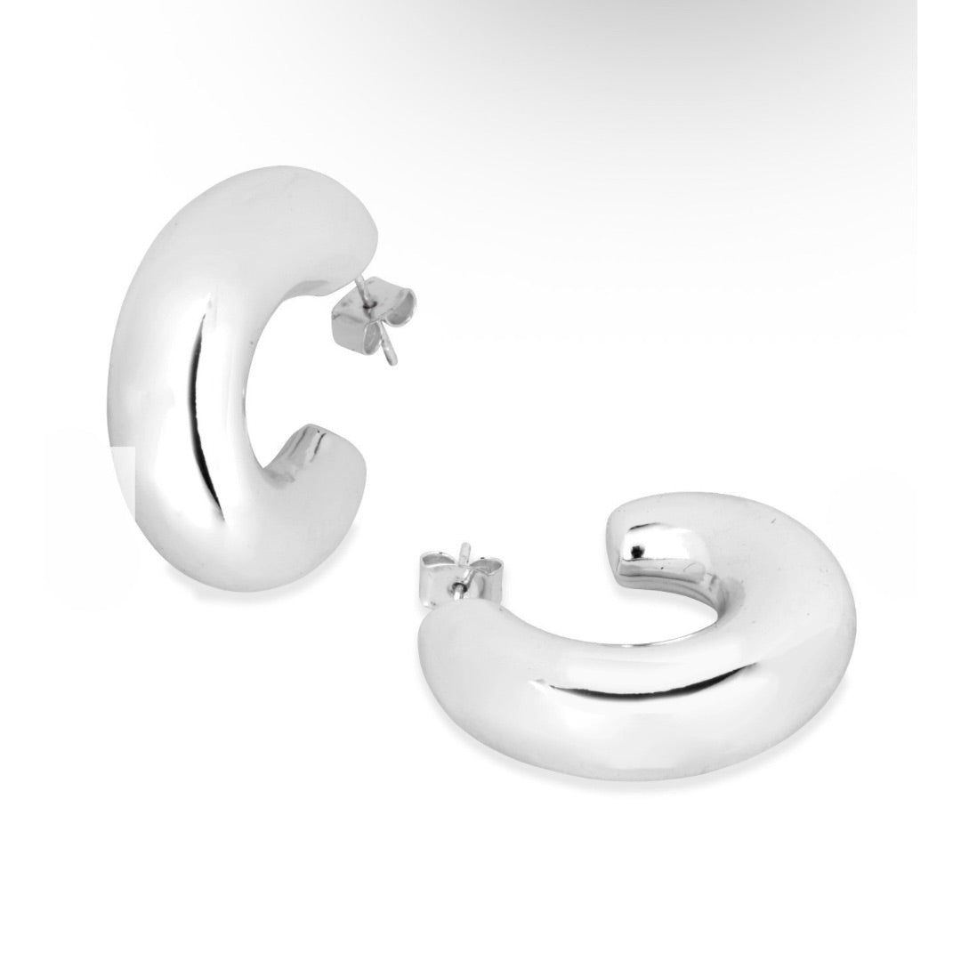Silver Chunky Lightweight Hoop Earrings