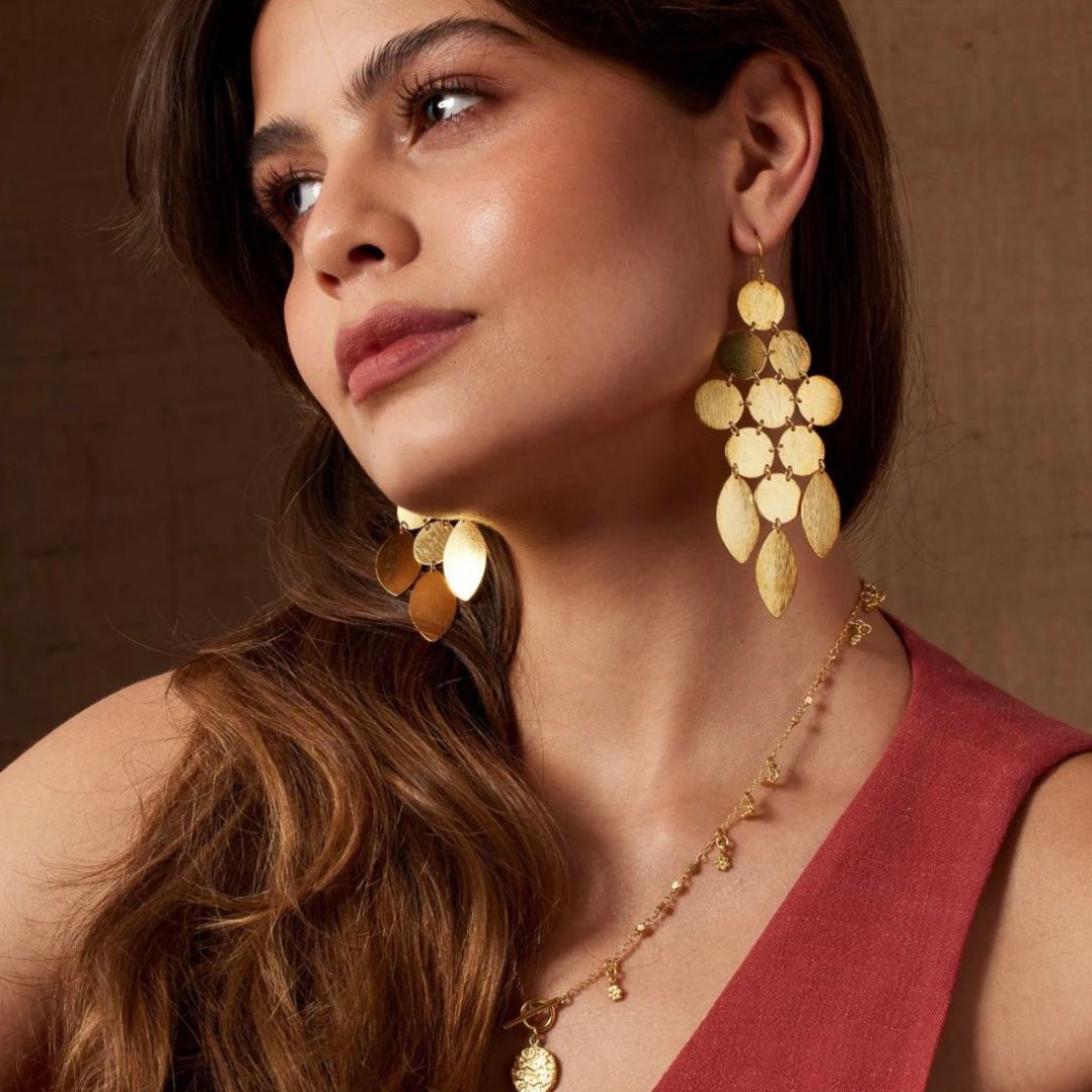 ASHIANA London | Cheyenne Gold Chandelier Statement Earrings