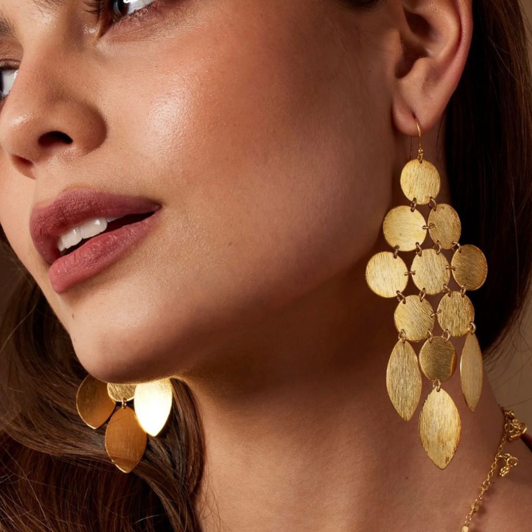ASHIANA London | Cheyenne Gold Chandelier Statement Earrings