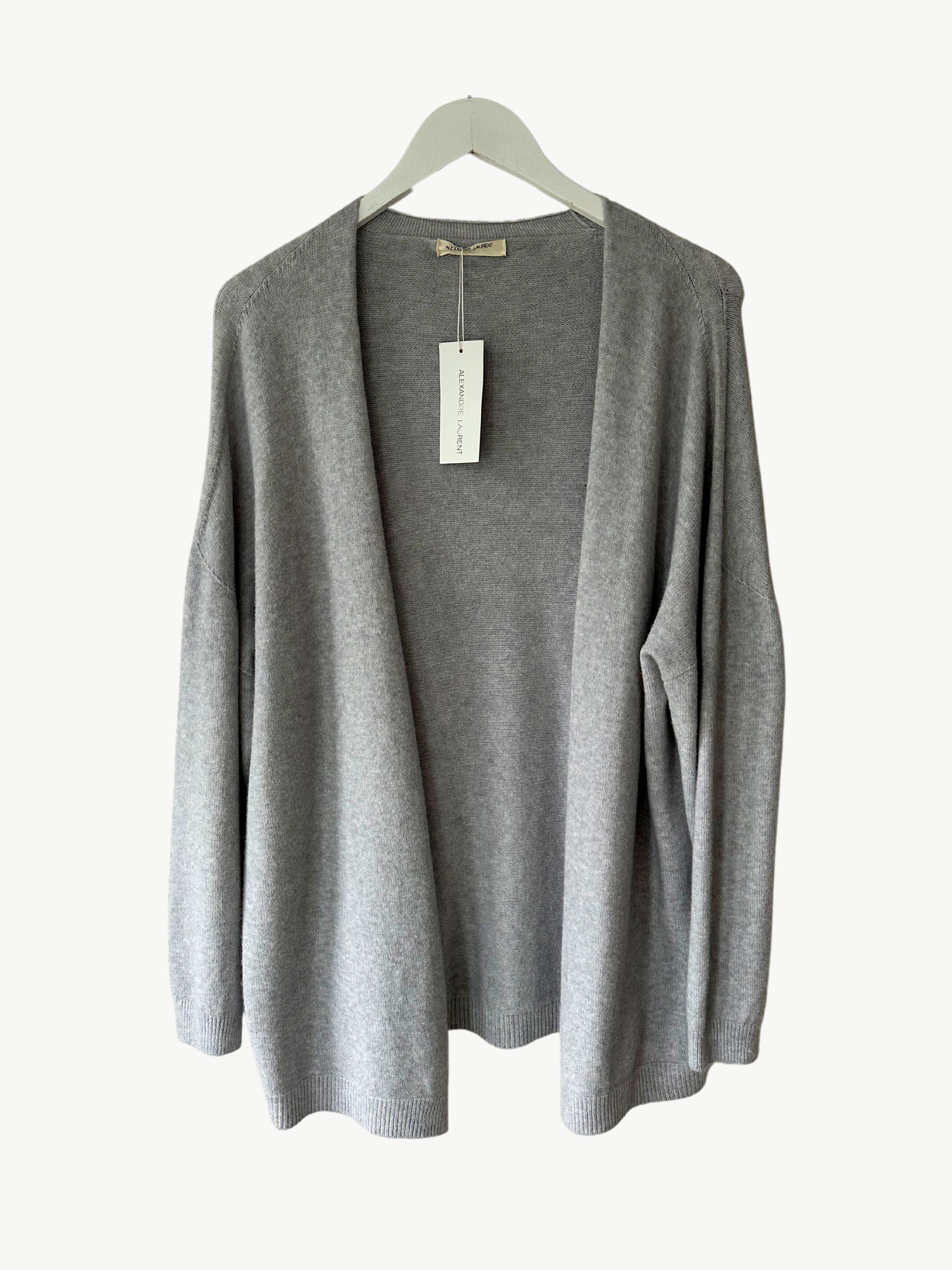 Grey Fine Knit Long Line Cardigan