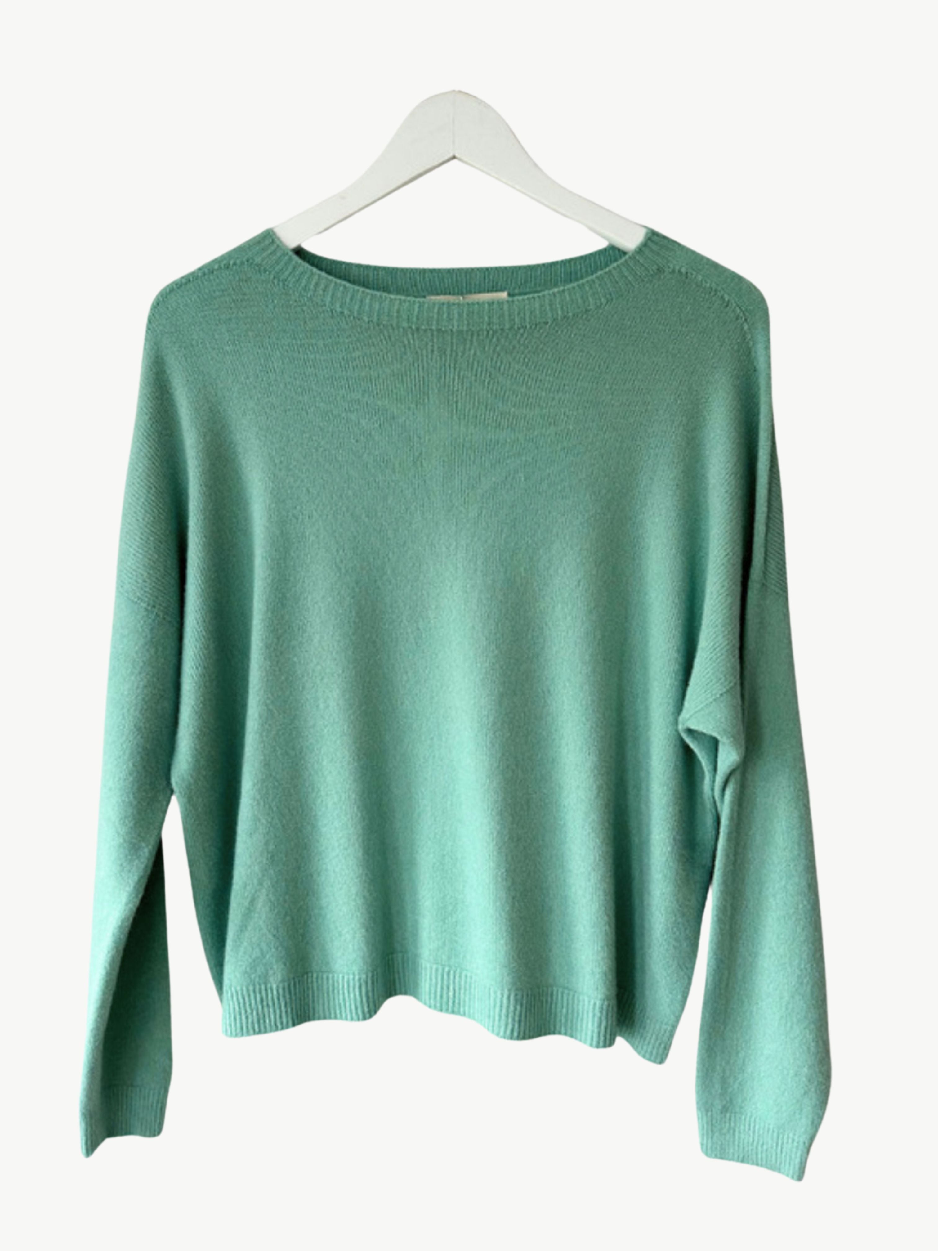 Sage Green Round Neck Fine Knit Sweater