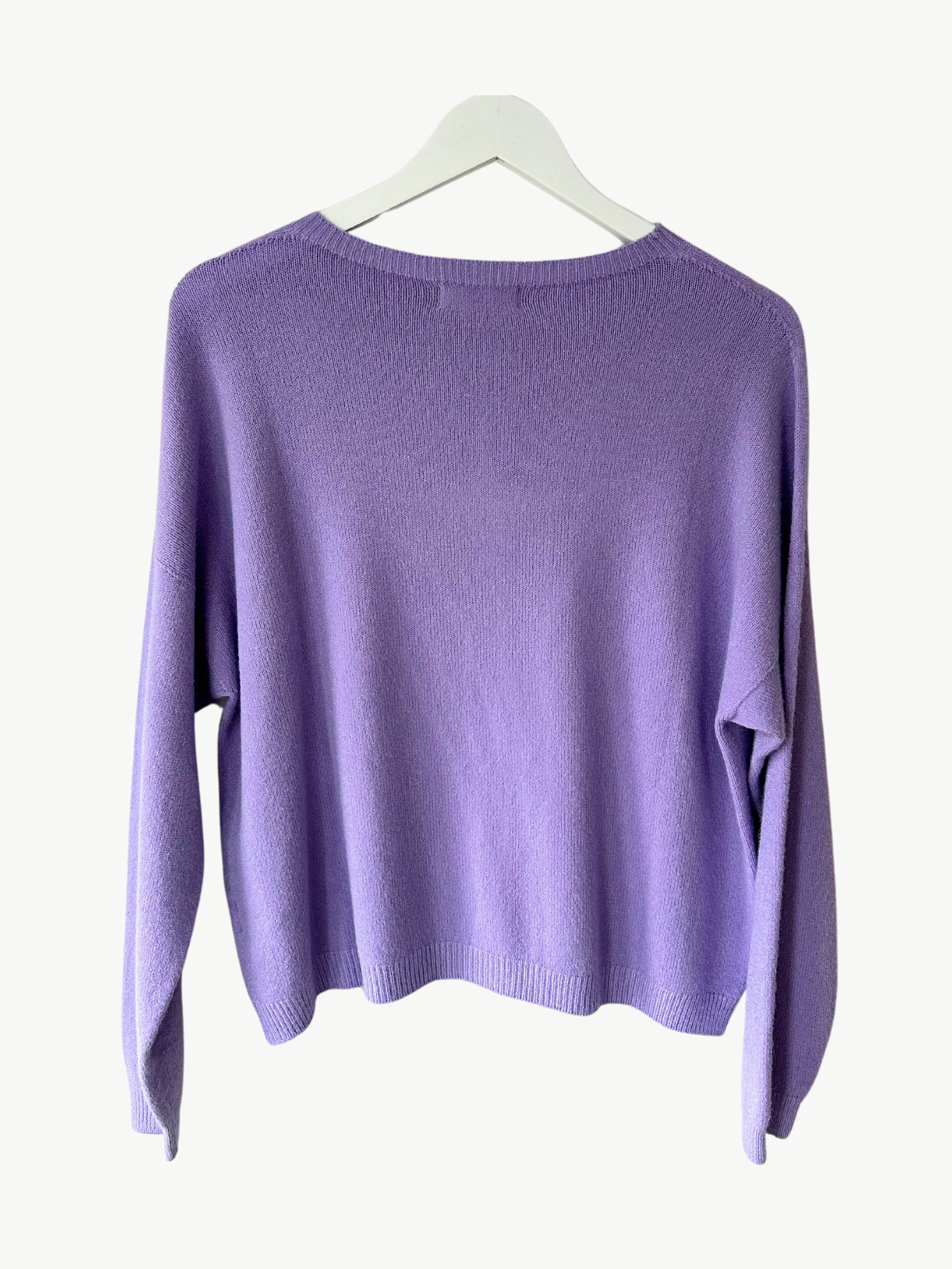 Lilac Round Neck Fine Knit Sweater